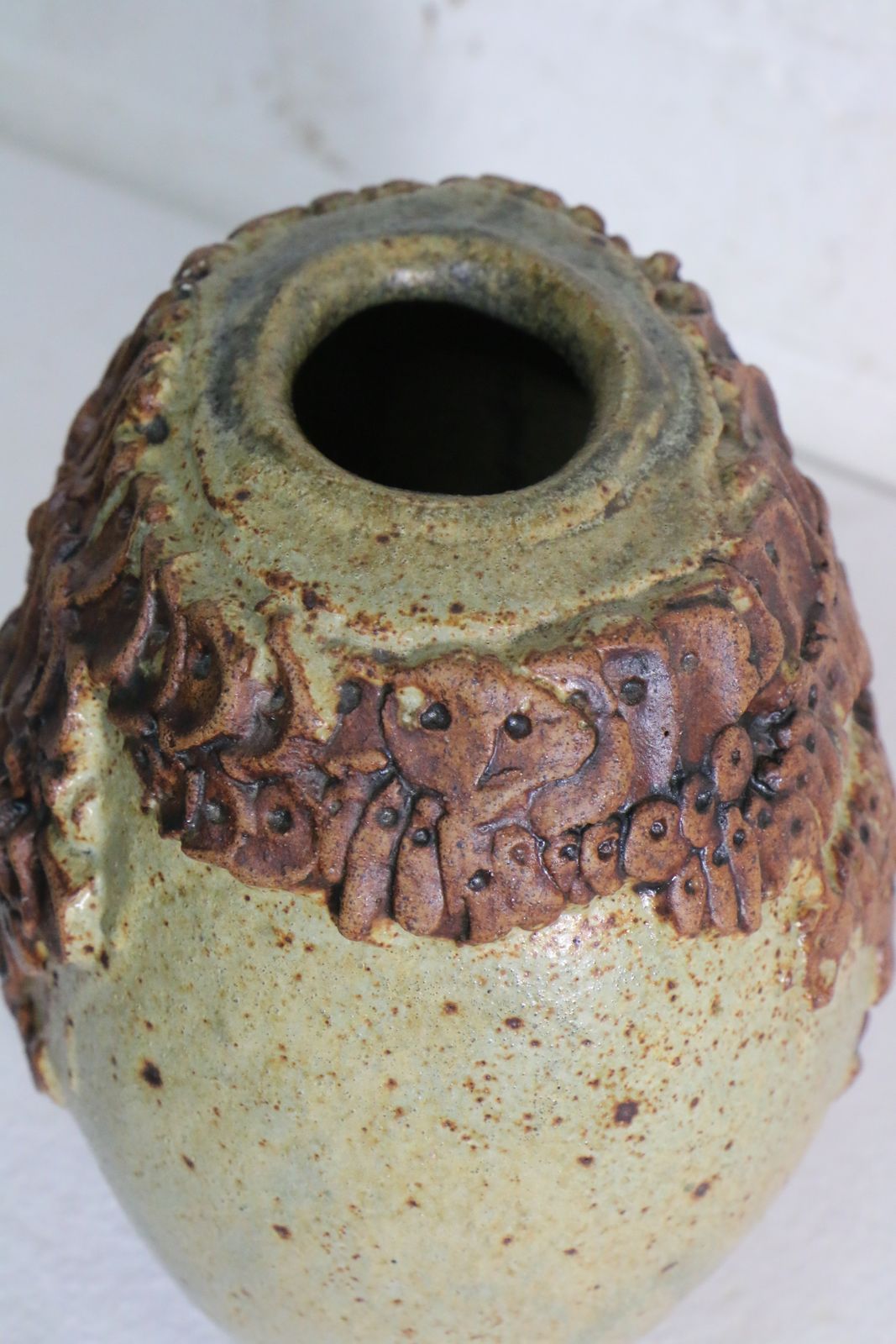 photo for sale A Bernard Rooke Vintage Bulbous "Head" Vase 1970's British Studio Pottery