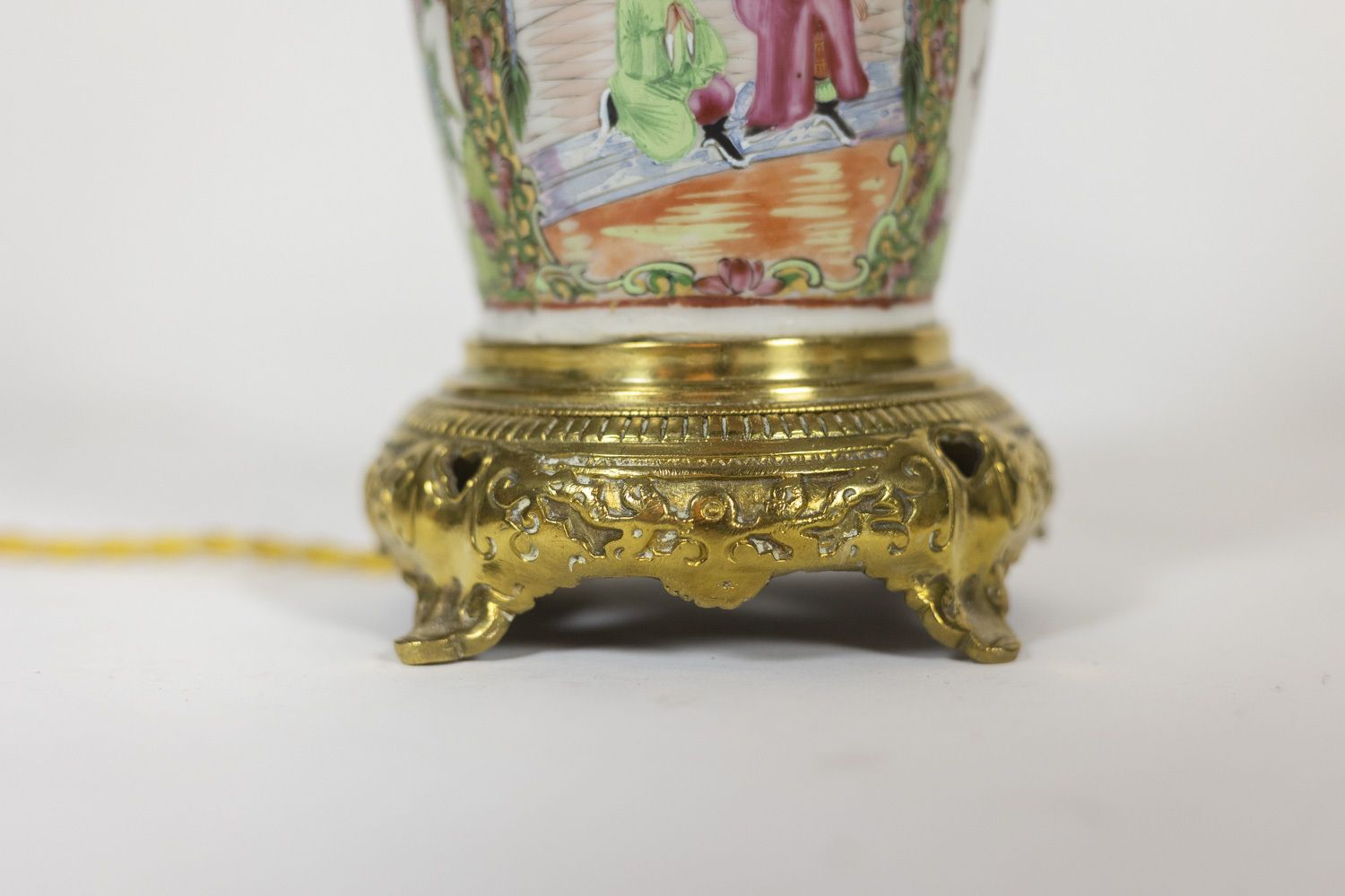 Pair Of Lamps In Canton Porcelain And Bronze. Circa 1880. photo vinterior