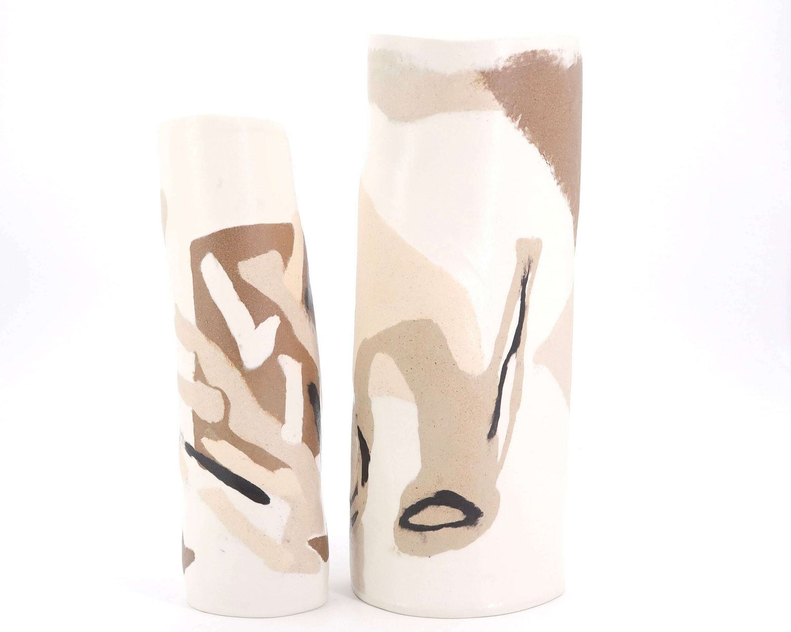 Grote Franse Keramische En Porseleinen Totemsculpturen, Abstracte Decoraties / Minimalistisch, Kunst, Wit, Beige photo furniture