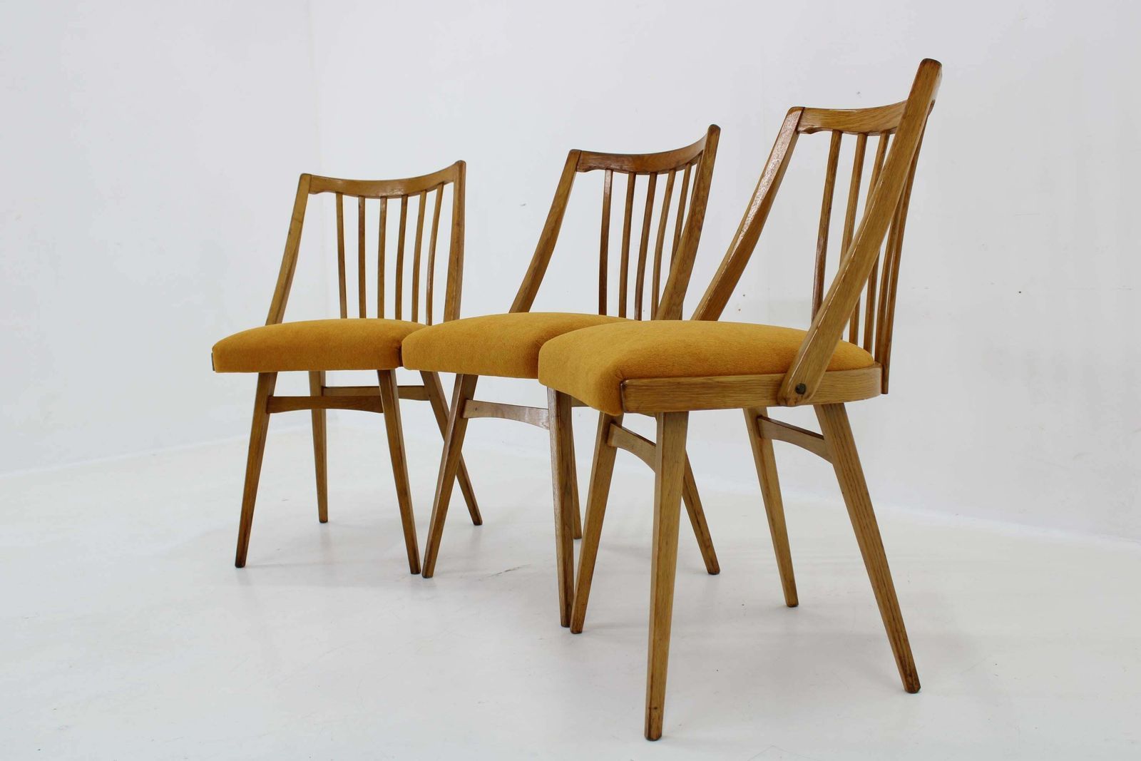 1960s Antonin Suman Oak Chair, Set Of Three photo vintage
