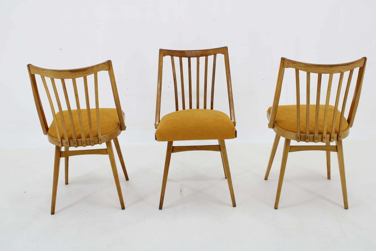 Furniture 1960s Antonin Suman Oak Chair, Set Of Three photo
