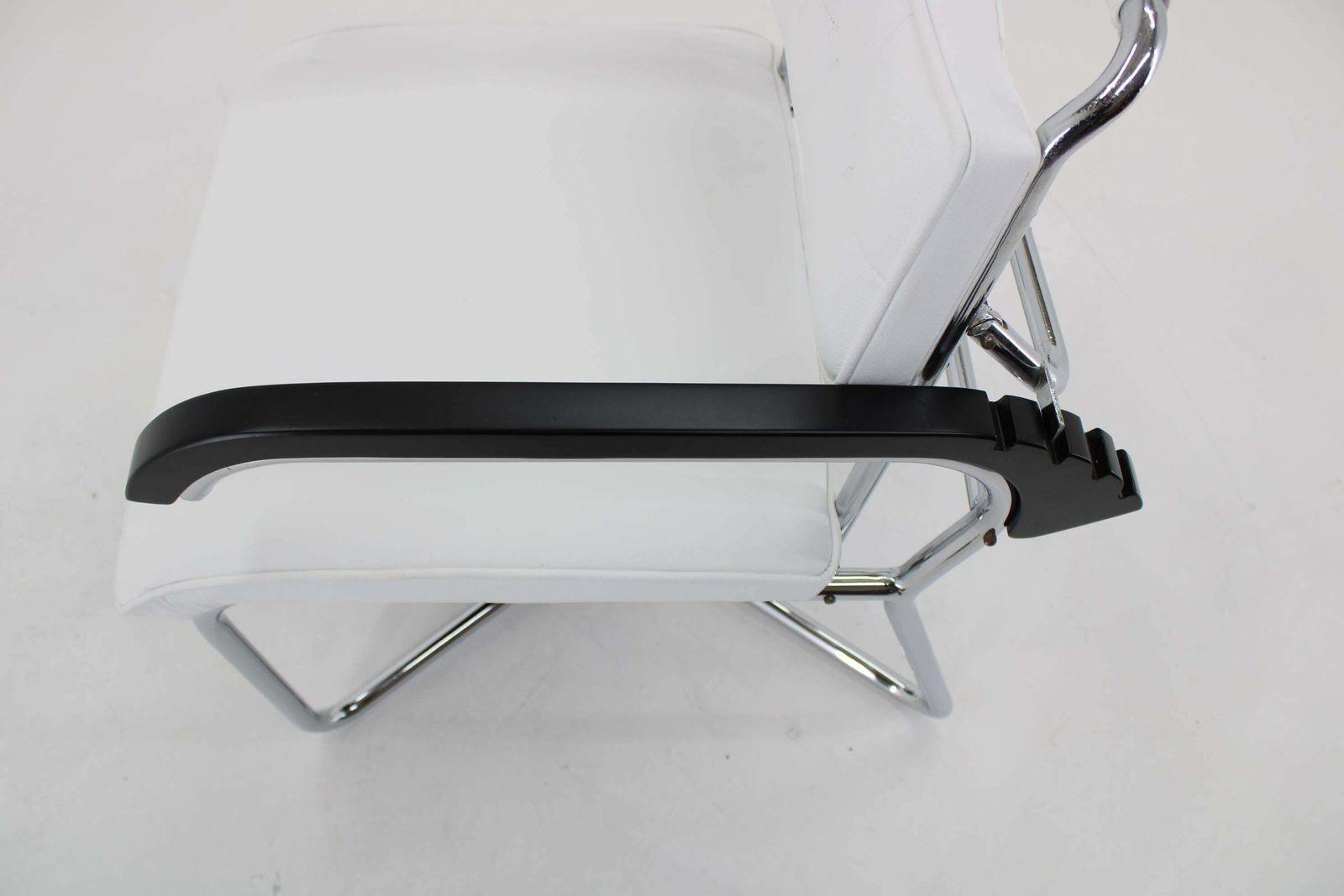 photo buy 1940s Rare Restored Bauhaus Chrome Plated Adjustable Armchair In White Leather