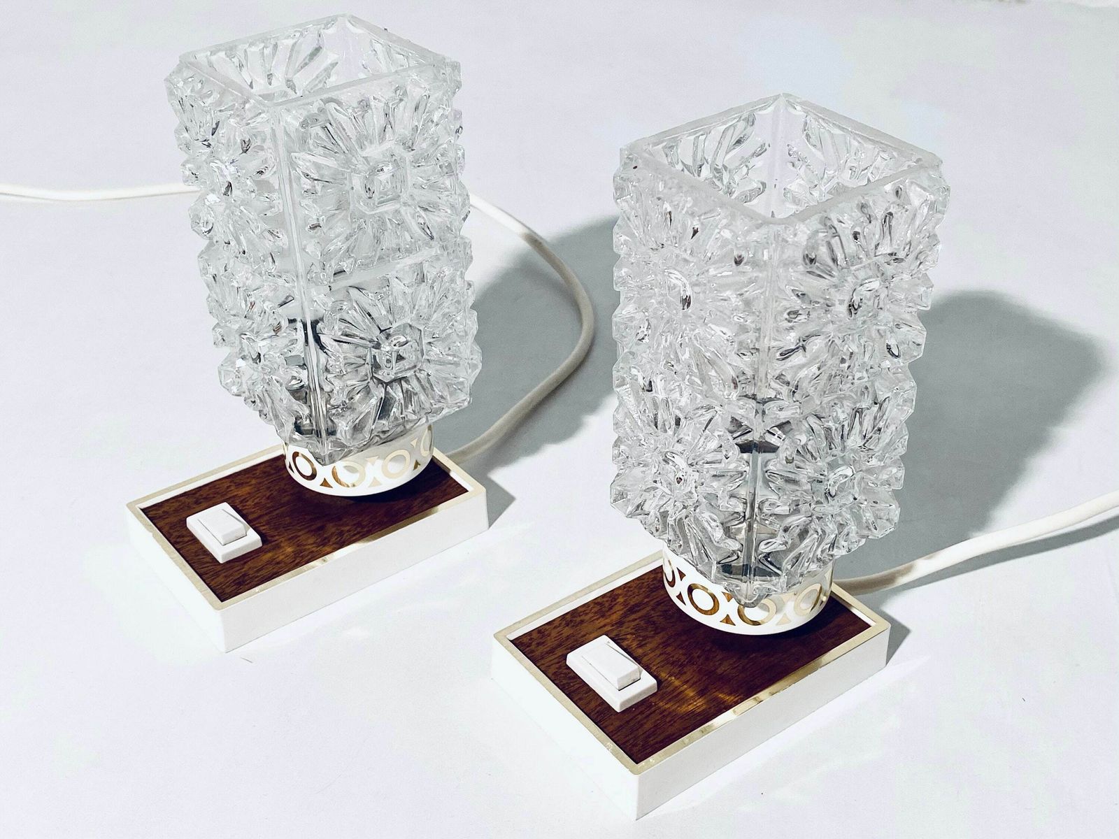 Two Matching 1960s Bedside Table Lamps With Rectangular Frosted Lamp Shades Graewe / Mid Century Vintage Decor photo furniture