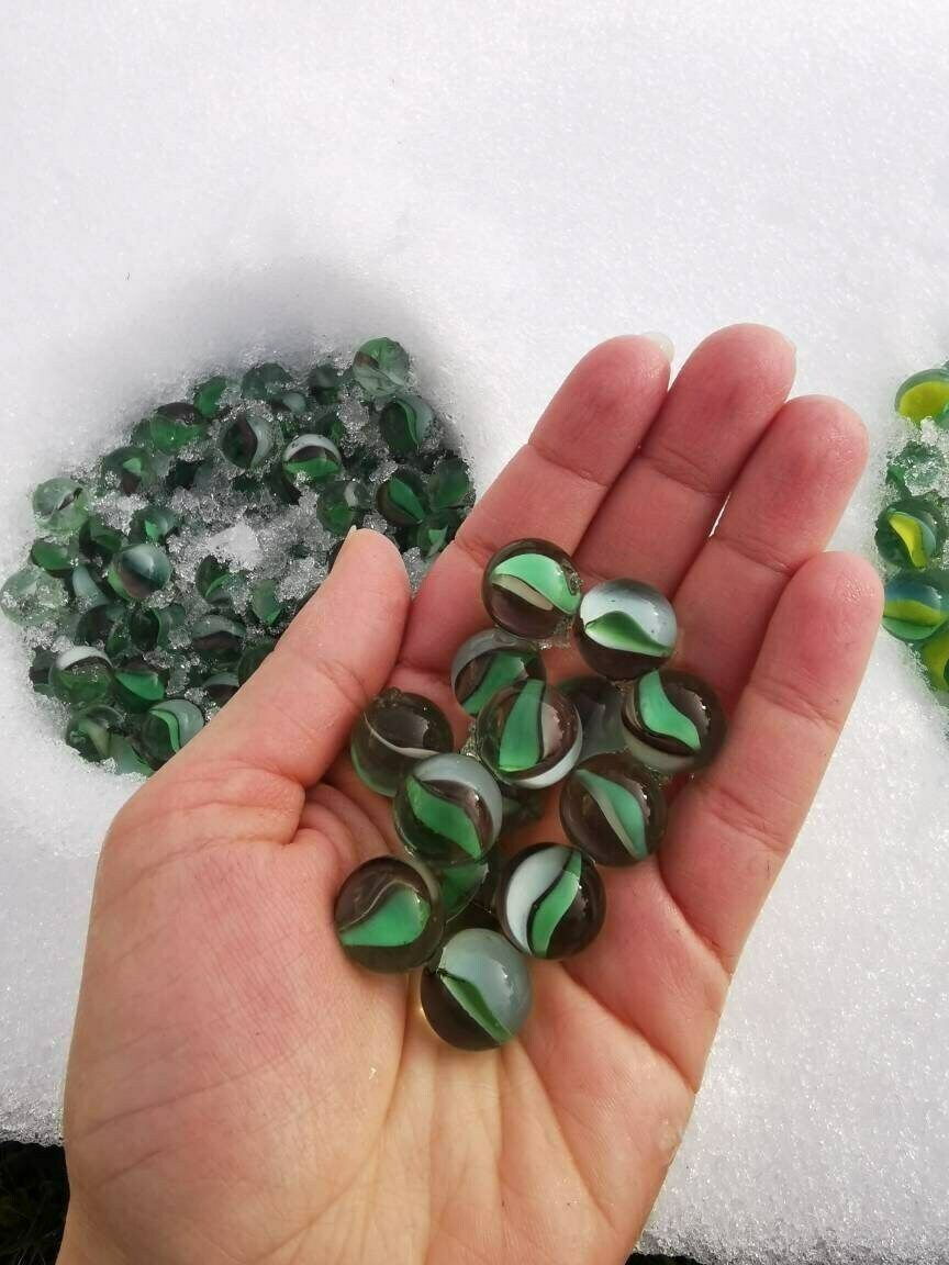 Very Rare Vintage Glass Marbles Lot Of 10/25/50/100/ Bundle Of Small Red   Blue  Yellowswirl Marble / Cats Eye Collectibles Game Toys Balls photo for sale