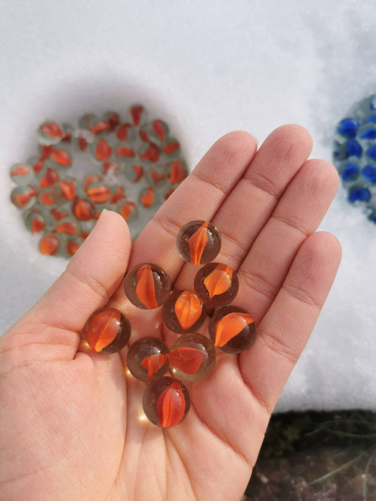 photo for sale Very Rare Vintage Glass Marbles Lot Of 10/25/50/100/ Bundle Of Small Red   Blue  Yellowswirl Marble / Cats Eye Collectibles Game Toys Balls
