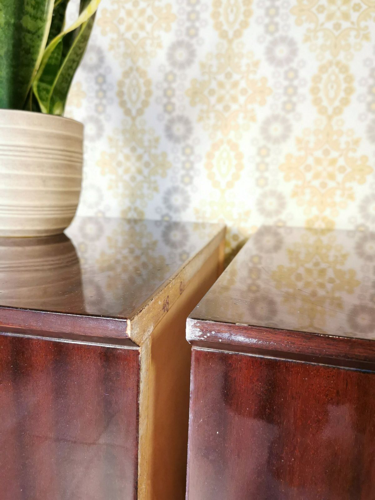 Pair Of 2 Vintage Wooden Night Stands Very Firm/ Mid Century Modern Made In Yugoslavia 1970s / Retro Bedside Night Table /Retro Nightstand photo 592.0