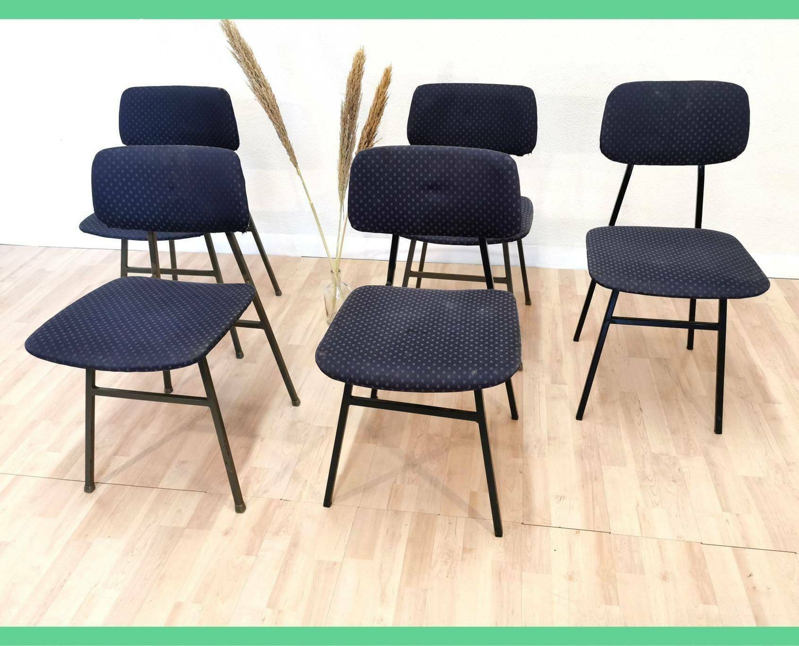 1 Of 5 Vintage Upholstered School Chair By Stol Kamnik, Yugoslavia, 1970 / Retro Wooden Dining Chairs / Mid Century Metal Base Office