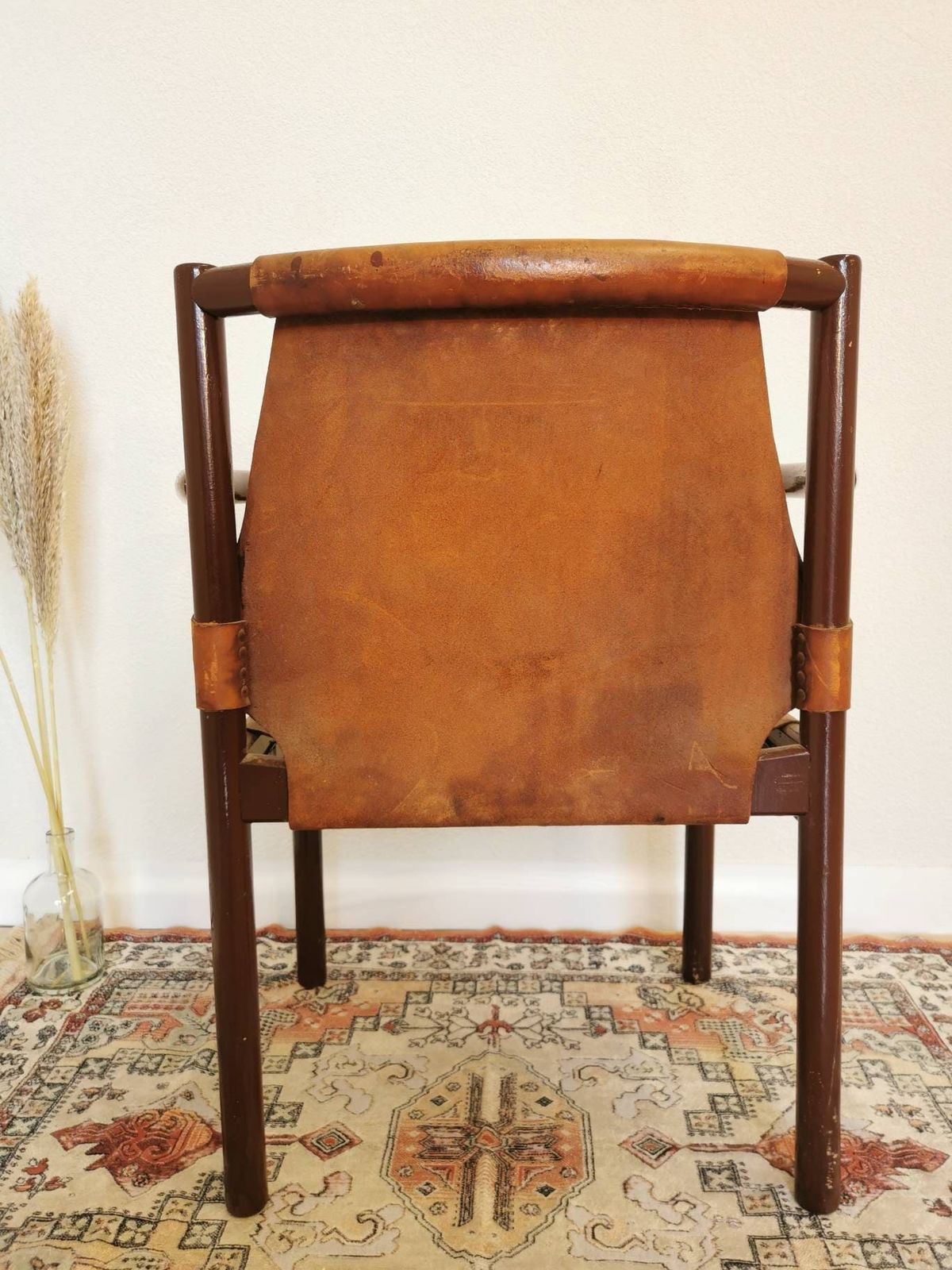 Vintage Leather Armchair / Made By Stol Kamnik In The 1960s, Yugoslavia / Mid Century Wooden Rare Chair / Statement Interior Retro / Lajovic photo vinterior