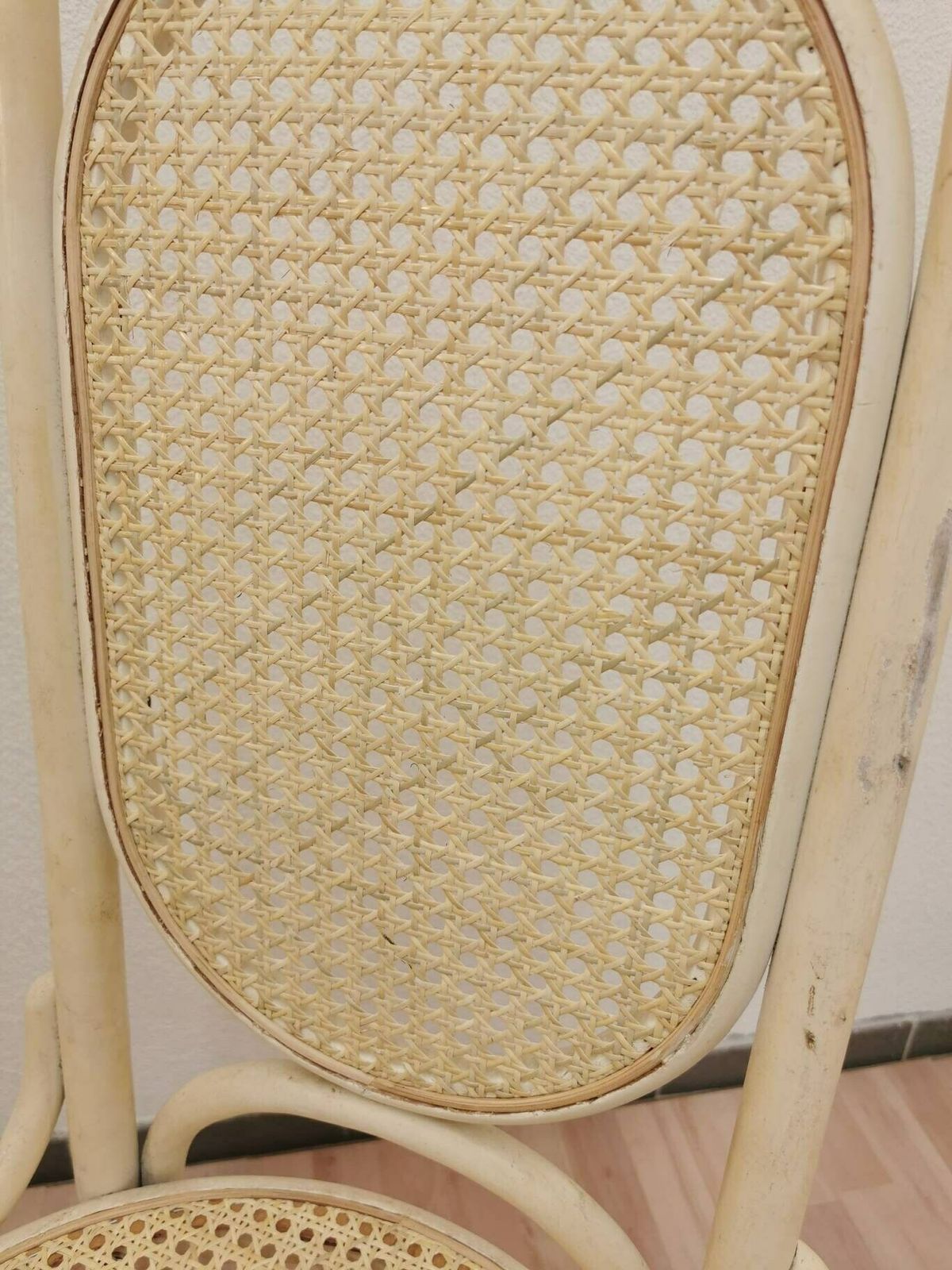 photo for sale 1 Of 1 Vintage Dining Chairs / Thonet / Bentwood / High Back Chair / Made In Yugoslavia / Cane / Wicker / Retro White Chair / 1970 / Rattan