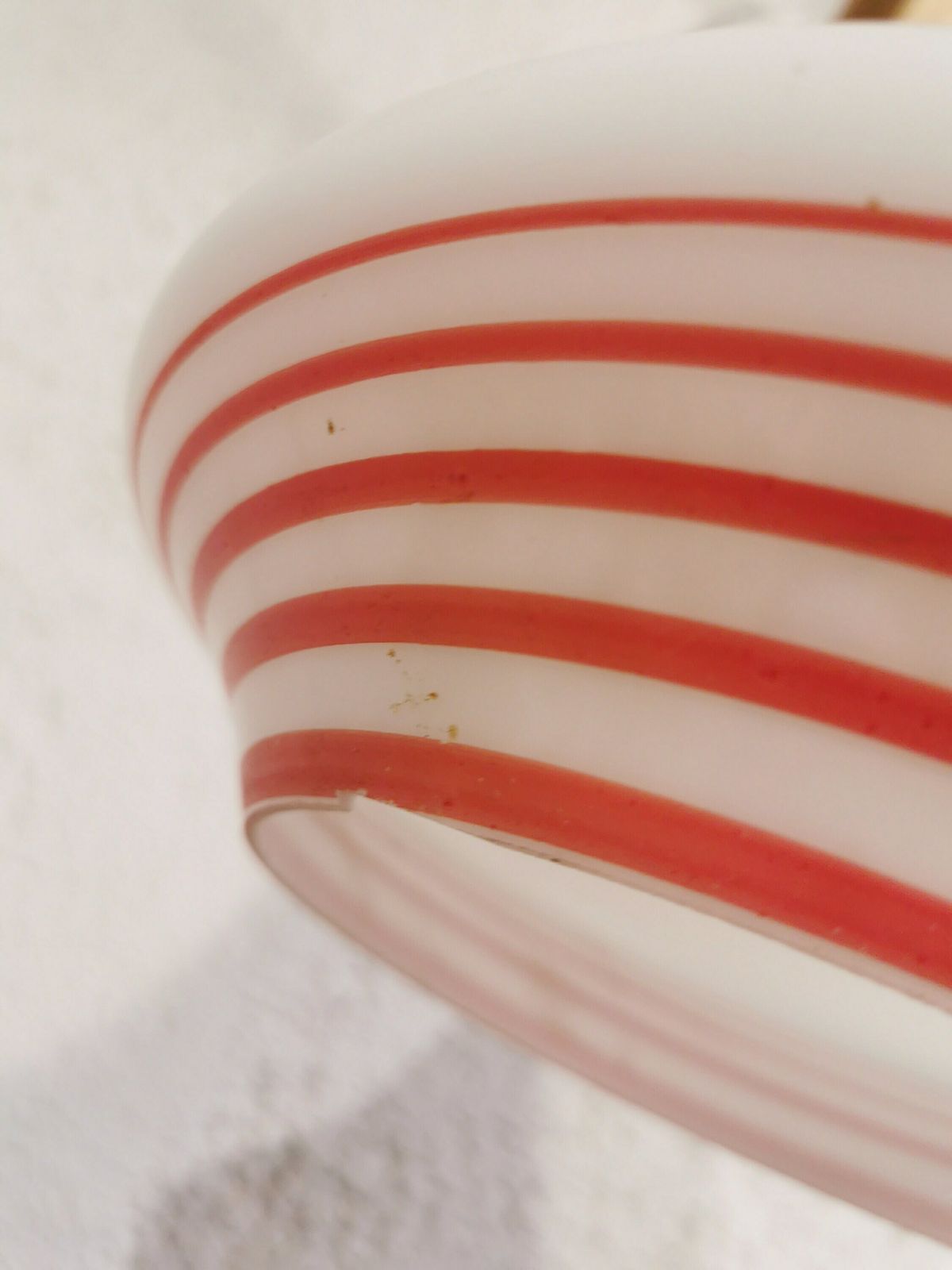 Retro Pendant Light White Glass With Orange Stripes By Sijaj Hrastnik, 1980s, Yugoslavia / Vintage Lamp / Mid Century photo buy