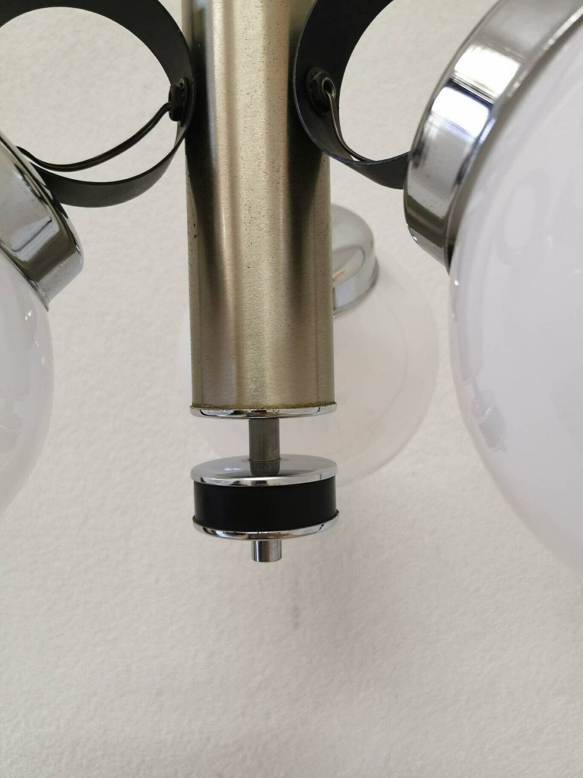 photo furniture Vintage Mazzega Light / Murano Glass Chandelier / 1970s, Italy / Mid Century Italian Design / White & Orange Pendant Light 70s Ceiling Lamp