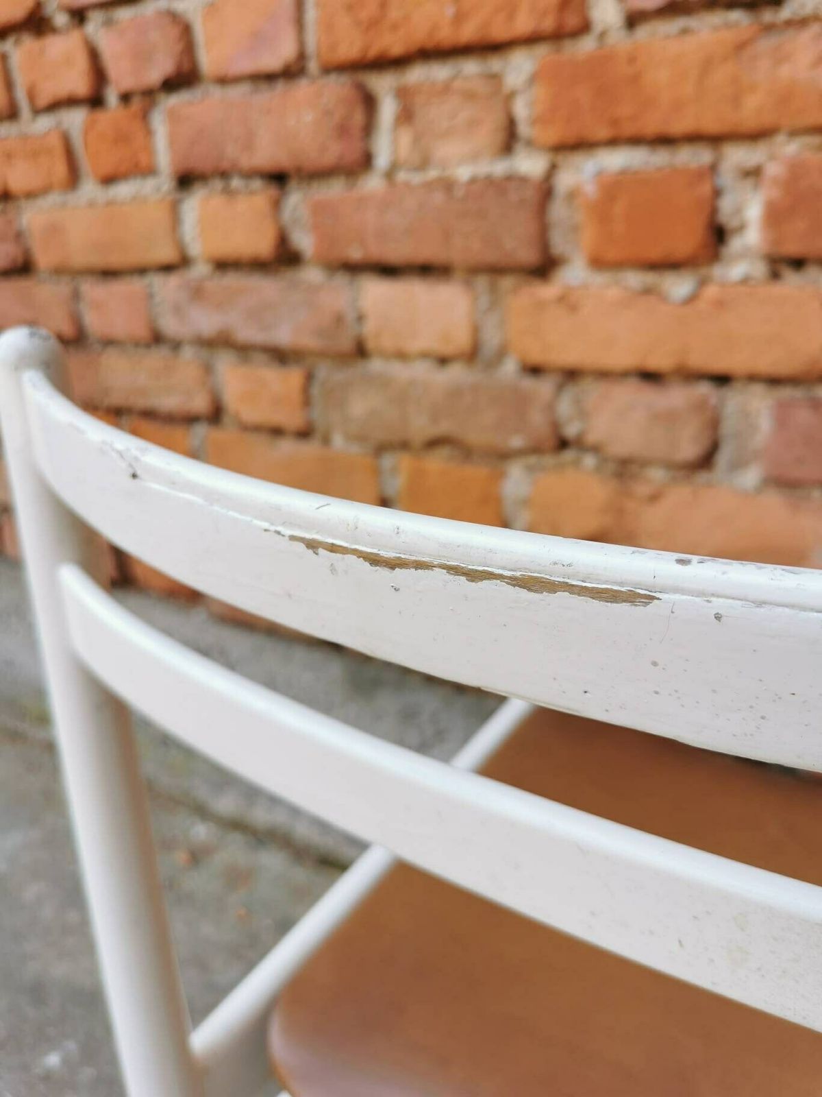 Vintage Wooden Dine Chair / White Wood With Brown Leather / Stol Kamnik / 1970s /70s / Dining Room / Mid Century Dine Chairs / Farmhouse photo 198.0