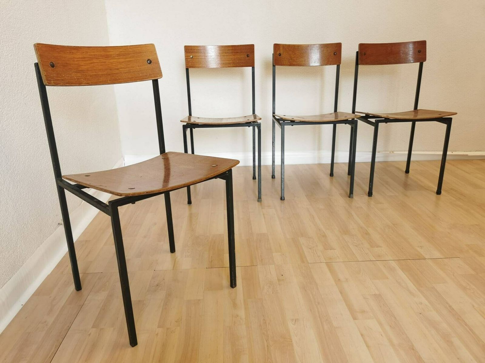 1 Of 4 Vintage Industrial Wooden Chairs / Stol Kamnik / School Chair / 1970s Yugoslavia / Designer Office Metal Chair / Bistro Restaurant