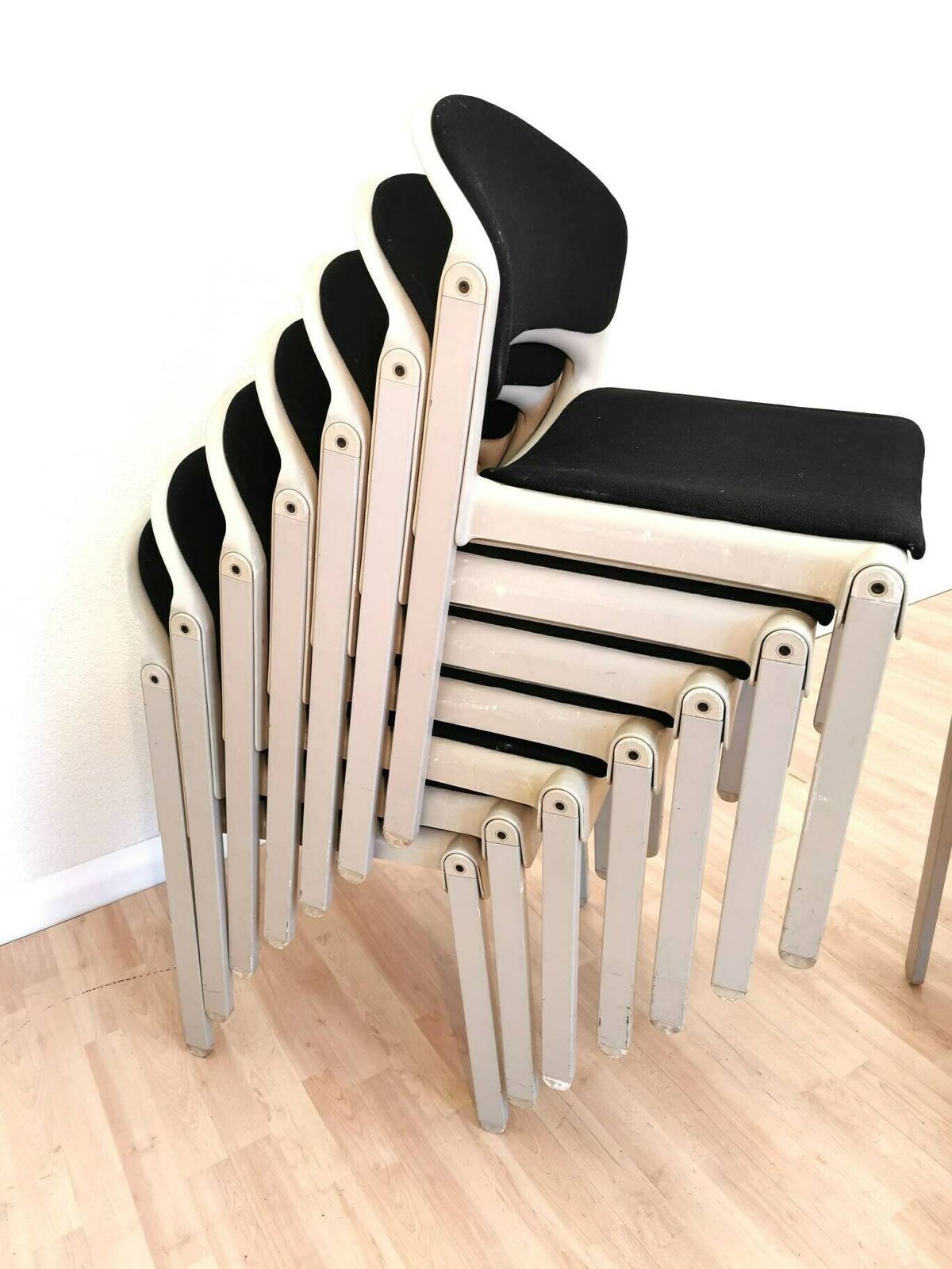 1 Of 4 Stackable Chair From Aeon Mondial / Vintage / Netherlands / 1980 / Plastic Wood Plywood / Unique / Retro Dine Chairs / Load Stack photo furniture