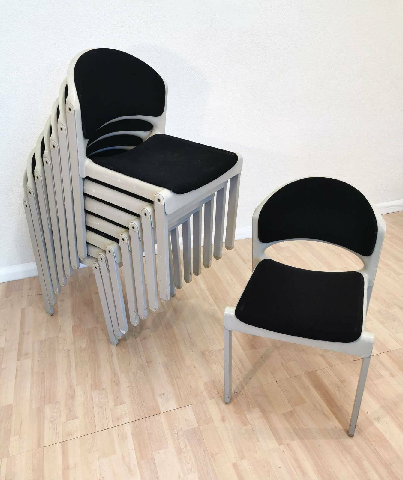 1 Of 4 Stackable Chair From Aeon Mondial / Vintage / Netherlands / 1980 / Plastic Wood Plywood / Unique / Retro Dine Chairs / Load Stack photo Furniture
