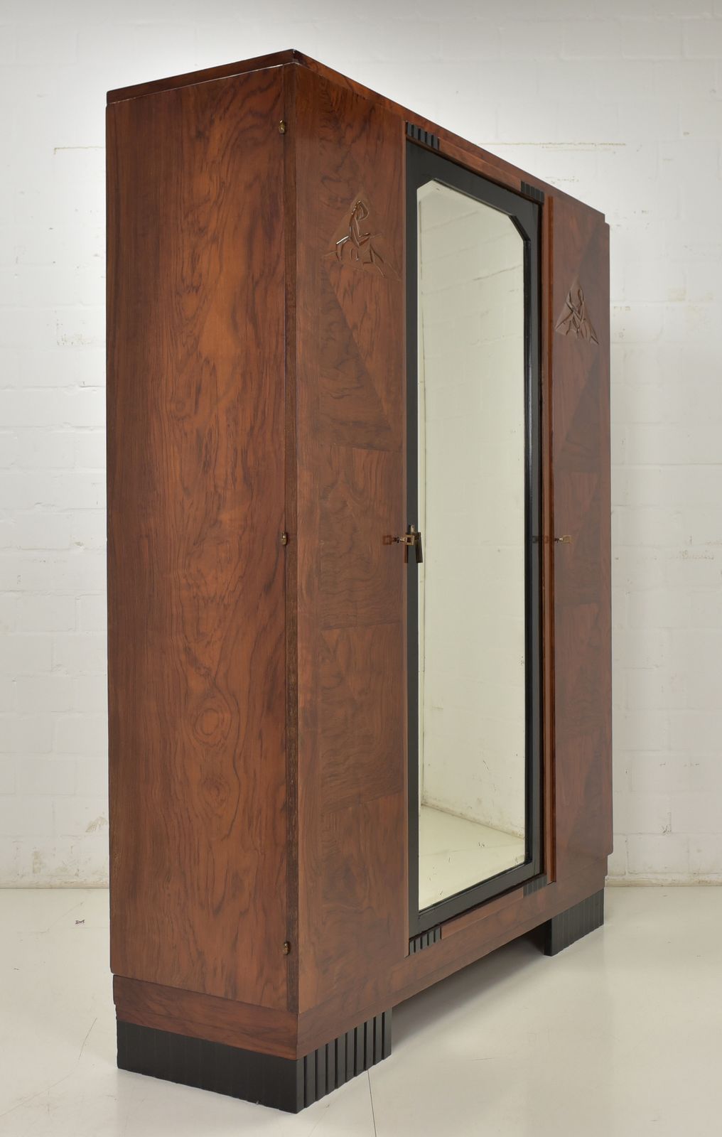 Furniture Antique! Wardrobe Restored Art Deco Around 1930 Mahogany Hall Cupboard photo