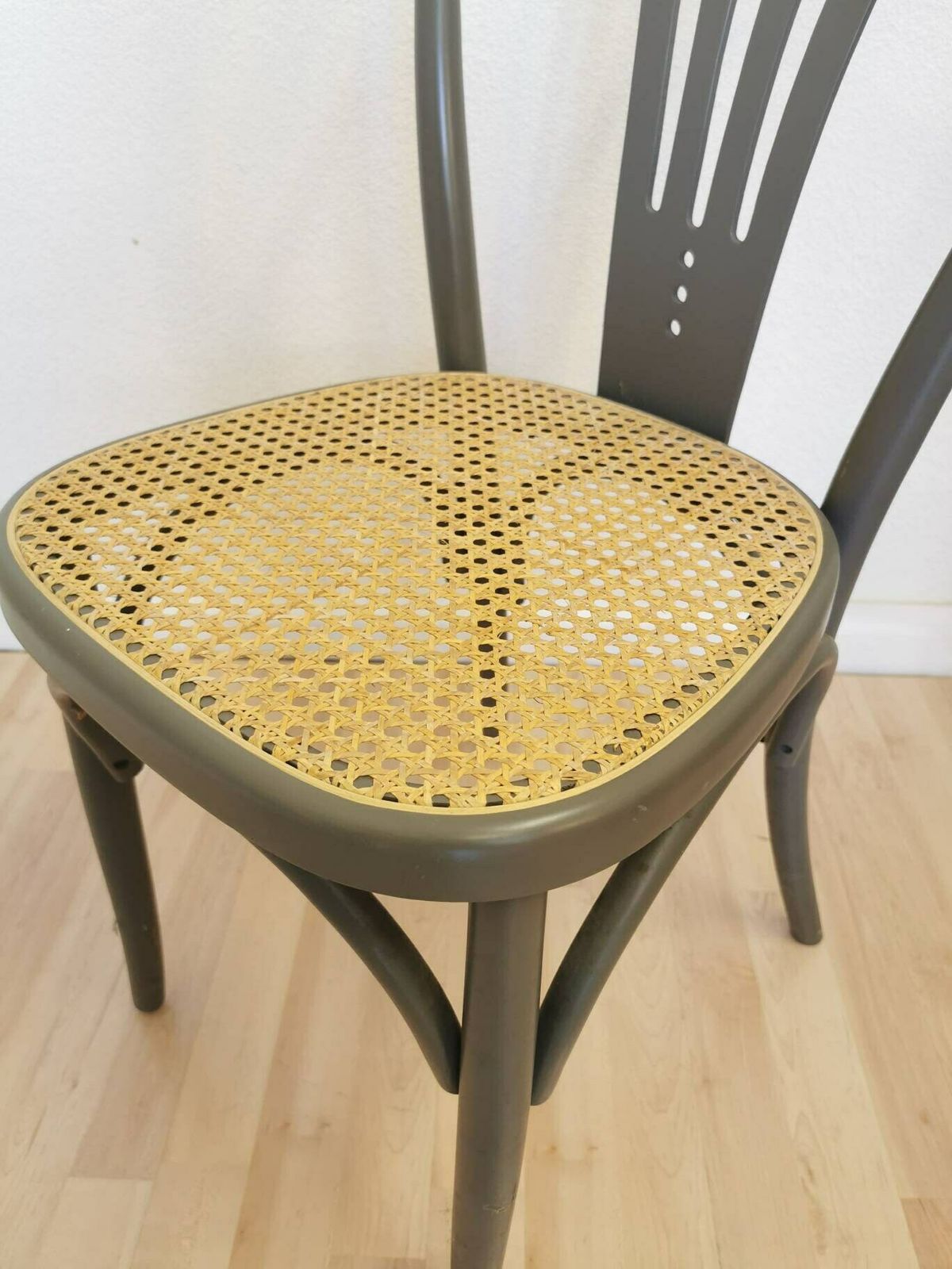 1 Of 14 Wooden Cane Gray Dining Chairs / Batch Thonet Style Bentwood Technique / Retro Bar Vintage Pub / Mcm / Bistro Dine Chair / Interior photo Furniture