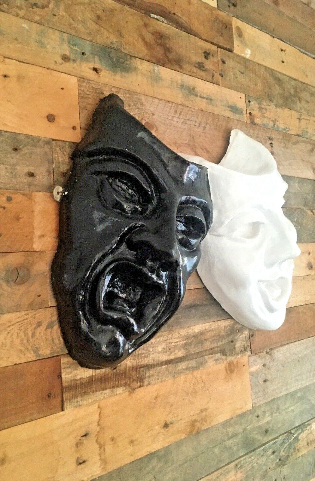 Large Heavy Plaster Theatre Comedy Tragedy Masks Sculpture Wall Sign Display photo 350.0