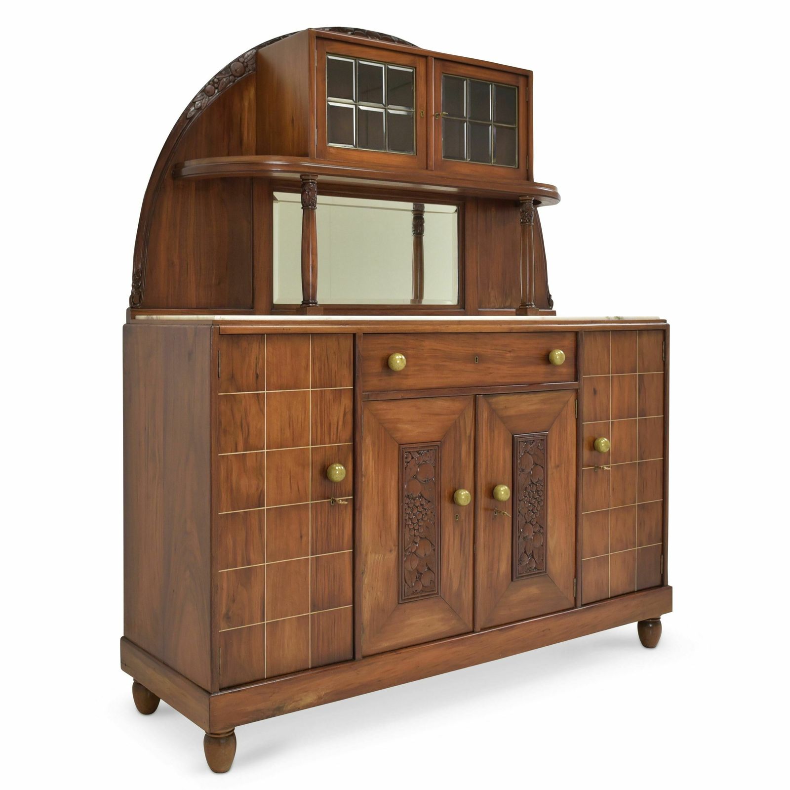 Antique! Buffet Cabinet Restored Art Deco Around 1920 Walnut Portugal Provenance