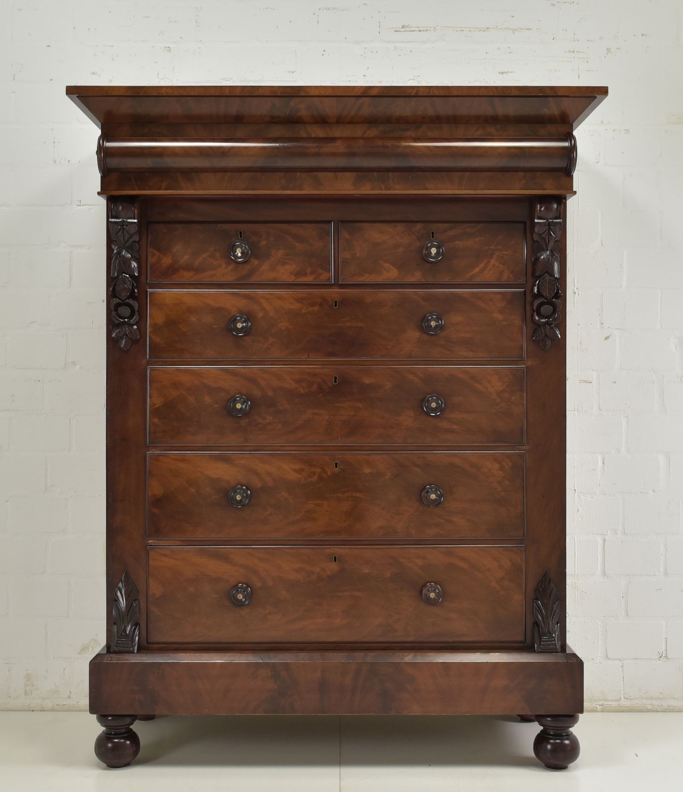 Antique! Drawer Chest Restored Mahogany Around 1870 Vertiko Tall Chest Of Drawers photo furniture