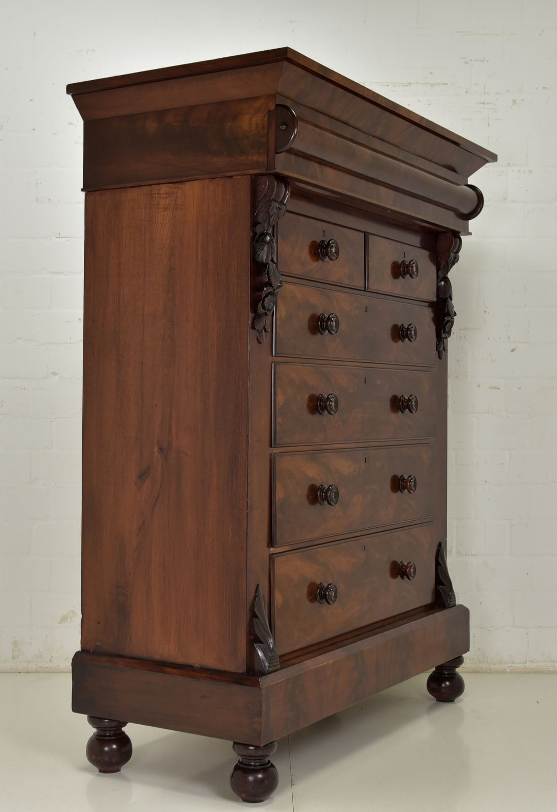 Furniture Antique! Drawer Chest Restored Mahogany Around 1870 Vertiko Tall Chest Of Drawers photo