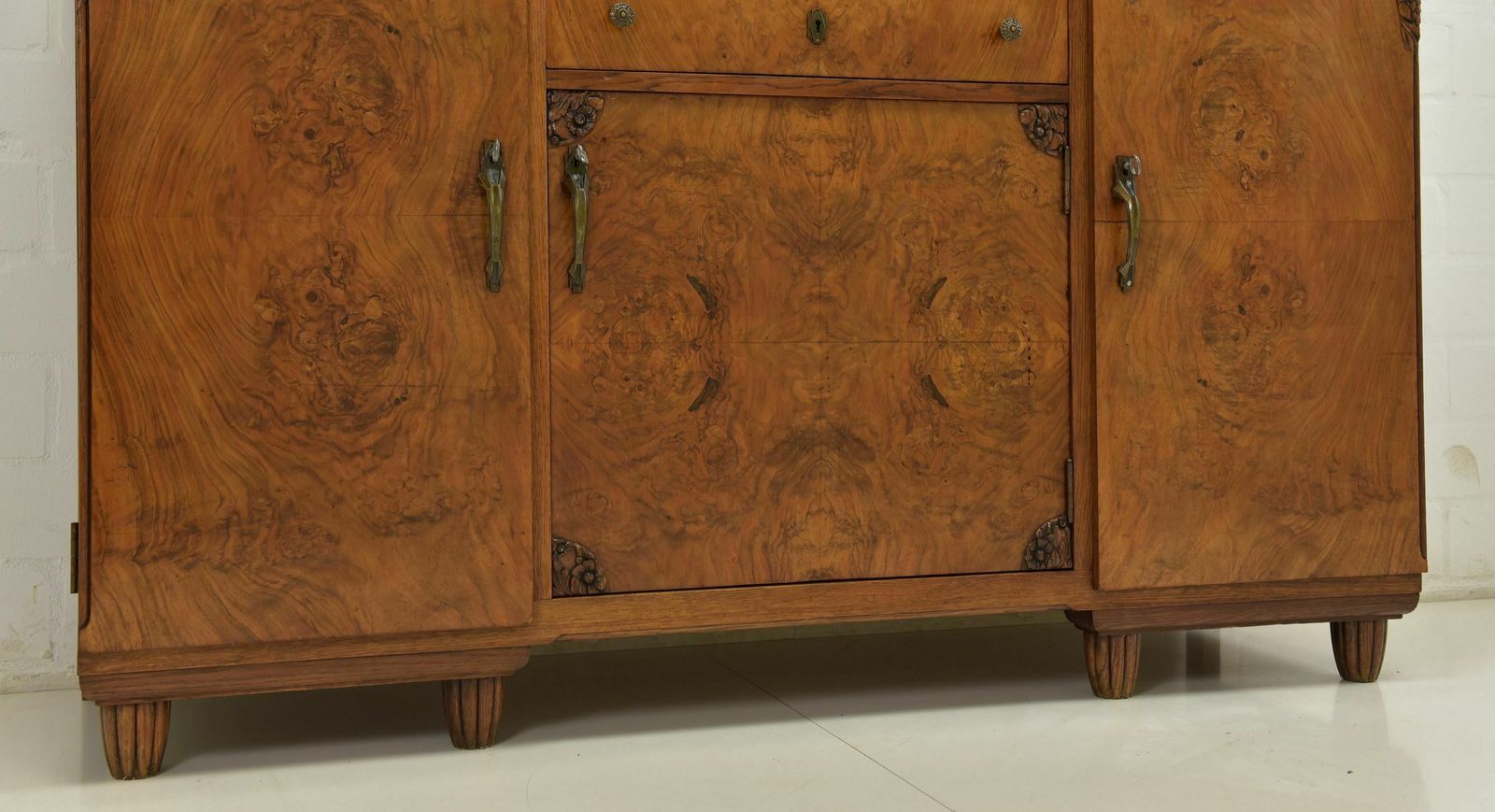 photo furniture Antique! Sideboard With Showcase Restored Art Deco Walnut Buffet Sideboard