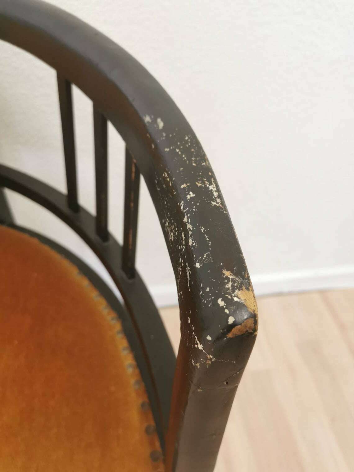 Art Nouveau Wooden Bench With Springs / 1950s / 50s / Vintage Chair Cushioned / Metal Snaps / Bentwood Technique / Art Deco / Secession photo for sale