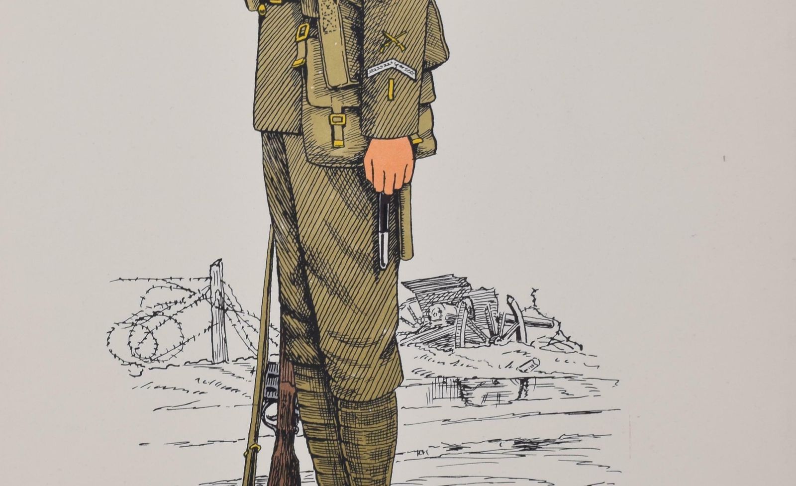 Unknown Scots Guards Officer Institute Of Army Education Military Uniform Lithograph Circa 1950s photo for sale