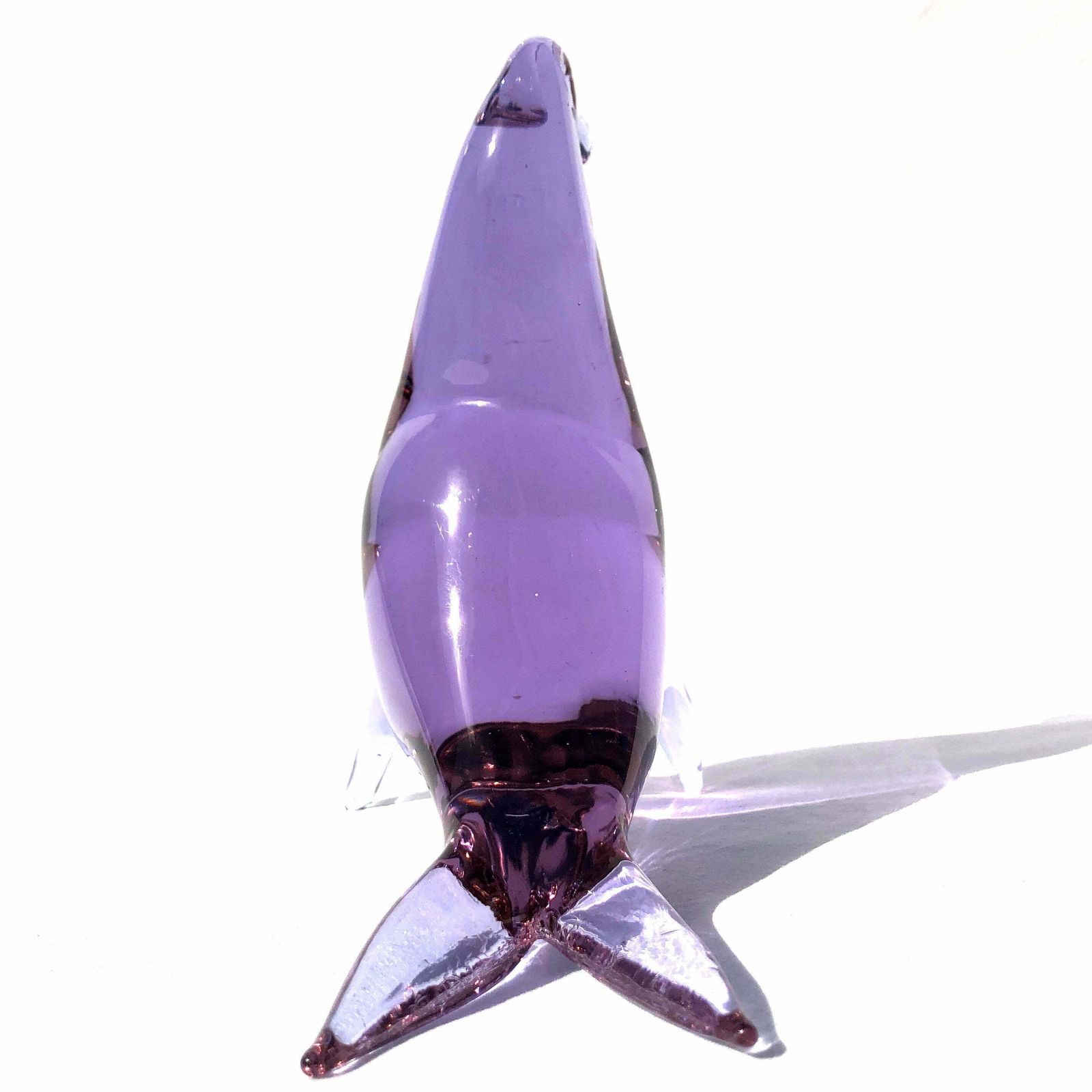 Heavy Vintage Murano Lilac Glass Sea Lion Figurine Sculpture 1960's Italy photo Art