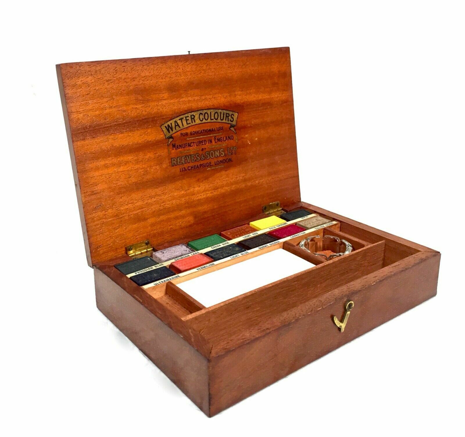 Antique Victorian Mahogany Artists Box By Reeves & Son With Block Paints C.1890 photo Home Decor