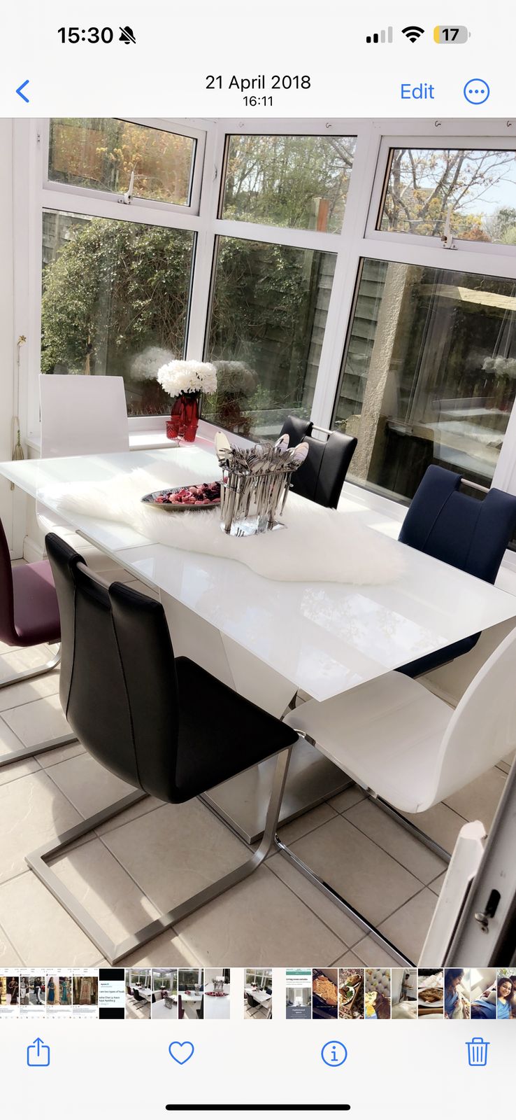 White Glass Extendable Dining Table With 6 Chairs