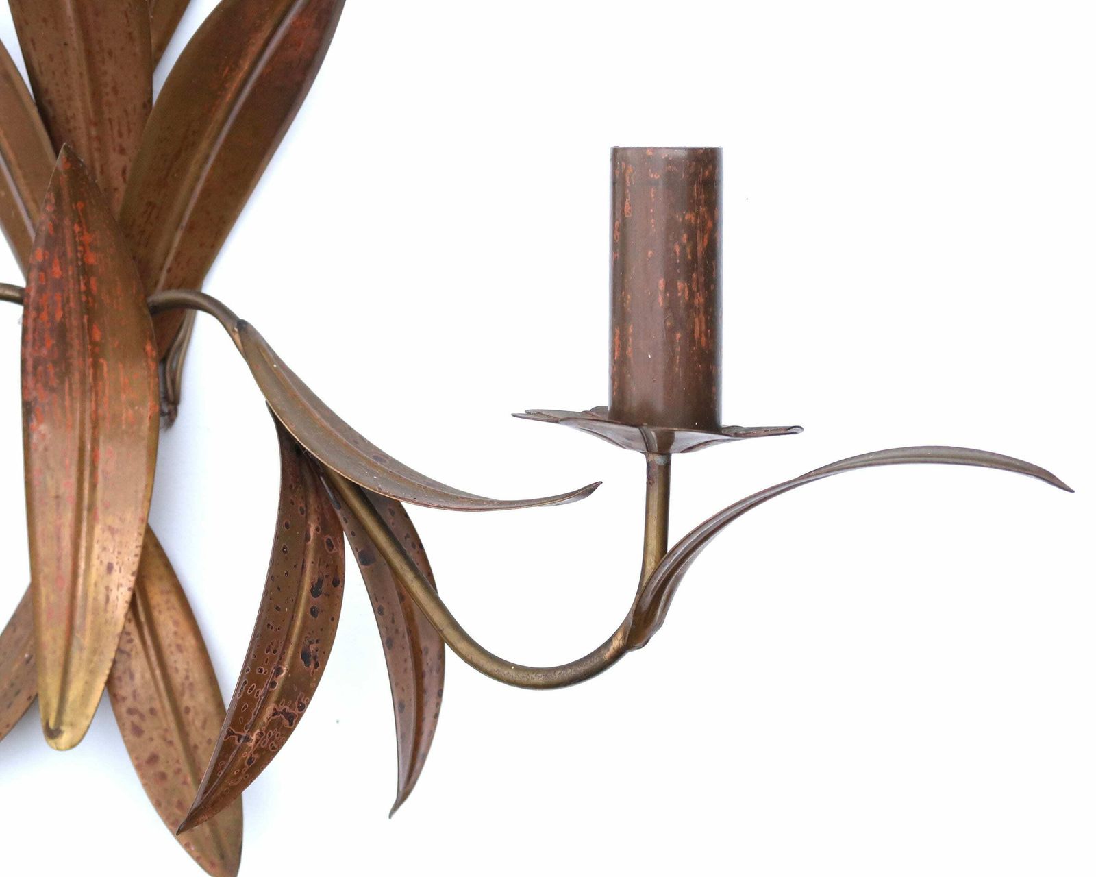 Large Pair Of Brass Sconces : Leaf, 1970s / Leaves, Tomasse Barbi Style, Tropical, Exotic, Boho Chic, Hollywood Regency photo buy