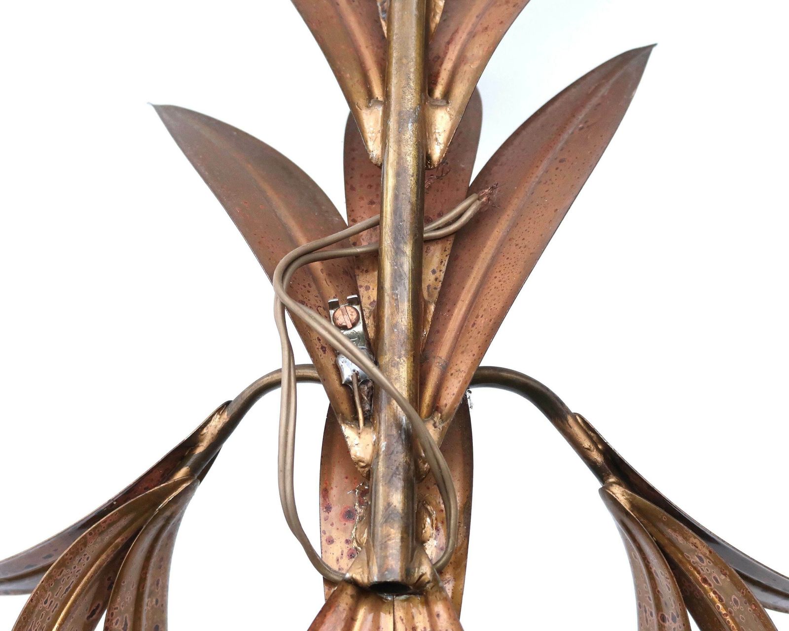 photo for sale Large Pair Of Brass Sconces : Leaf, 1970s / Leaves, Tomasse Barbi Style, Tropical, Exotic, Boho Chic, Hollywood Regency