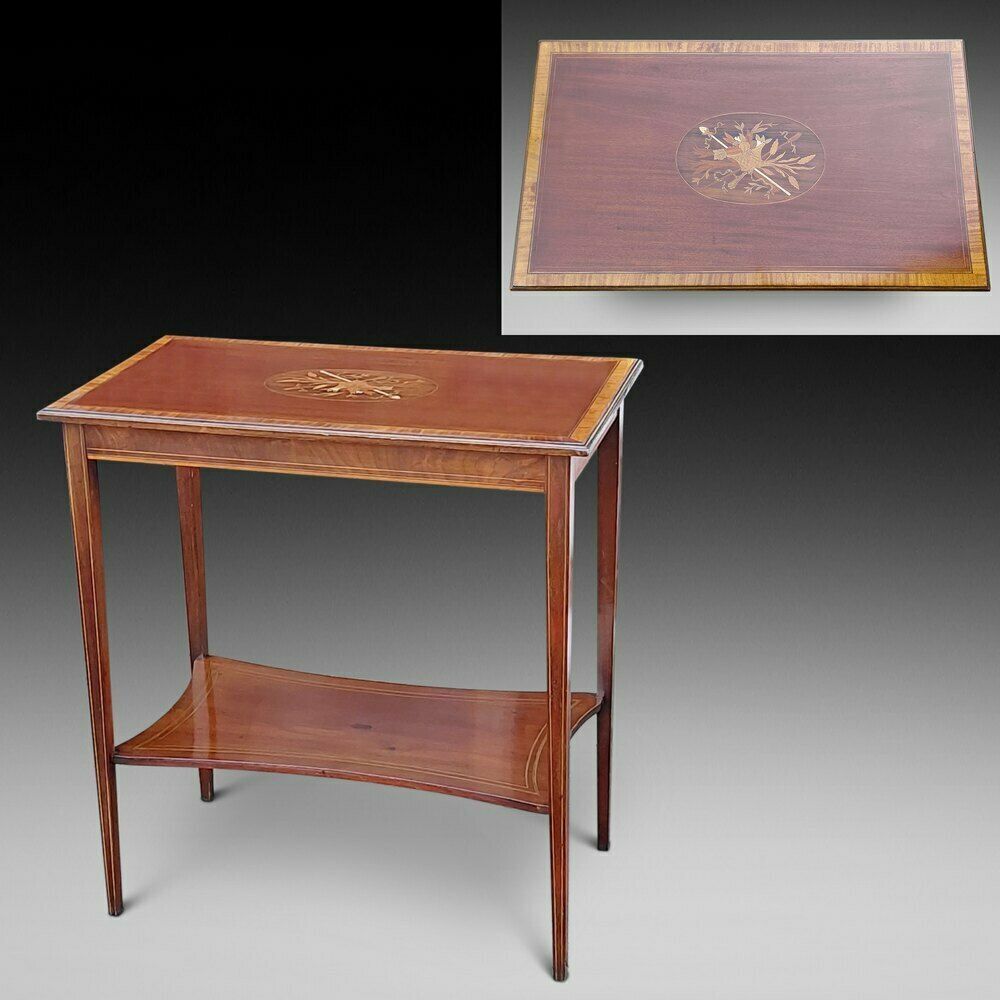 Edwardian Mahogany Marquetry Inlaid Side Table