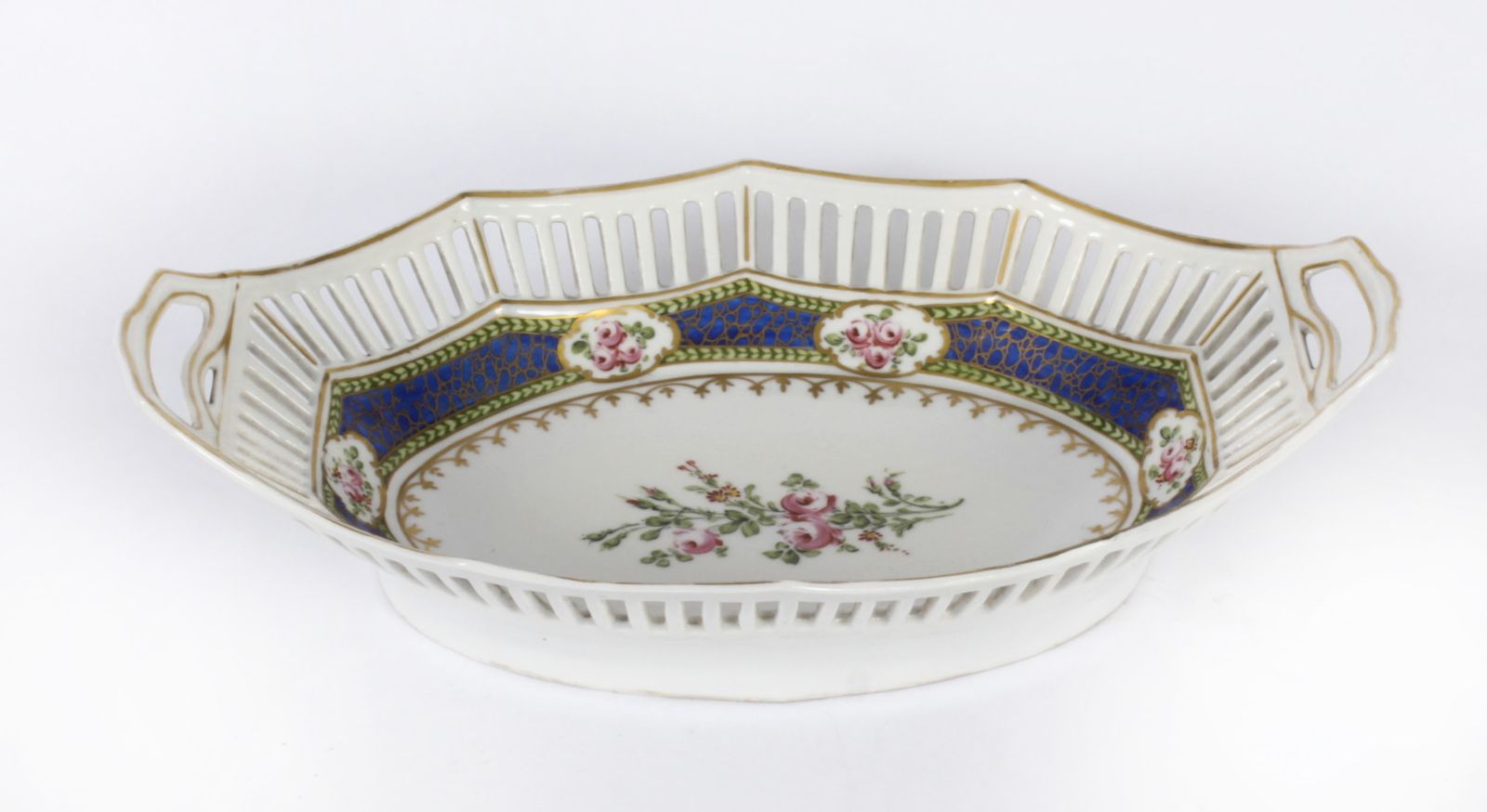 Antique French Sevres Oval Porcelain Dish Late 19th Century