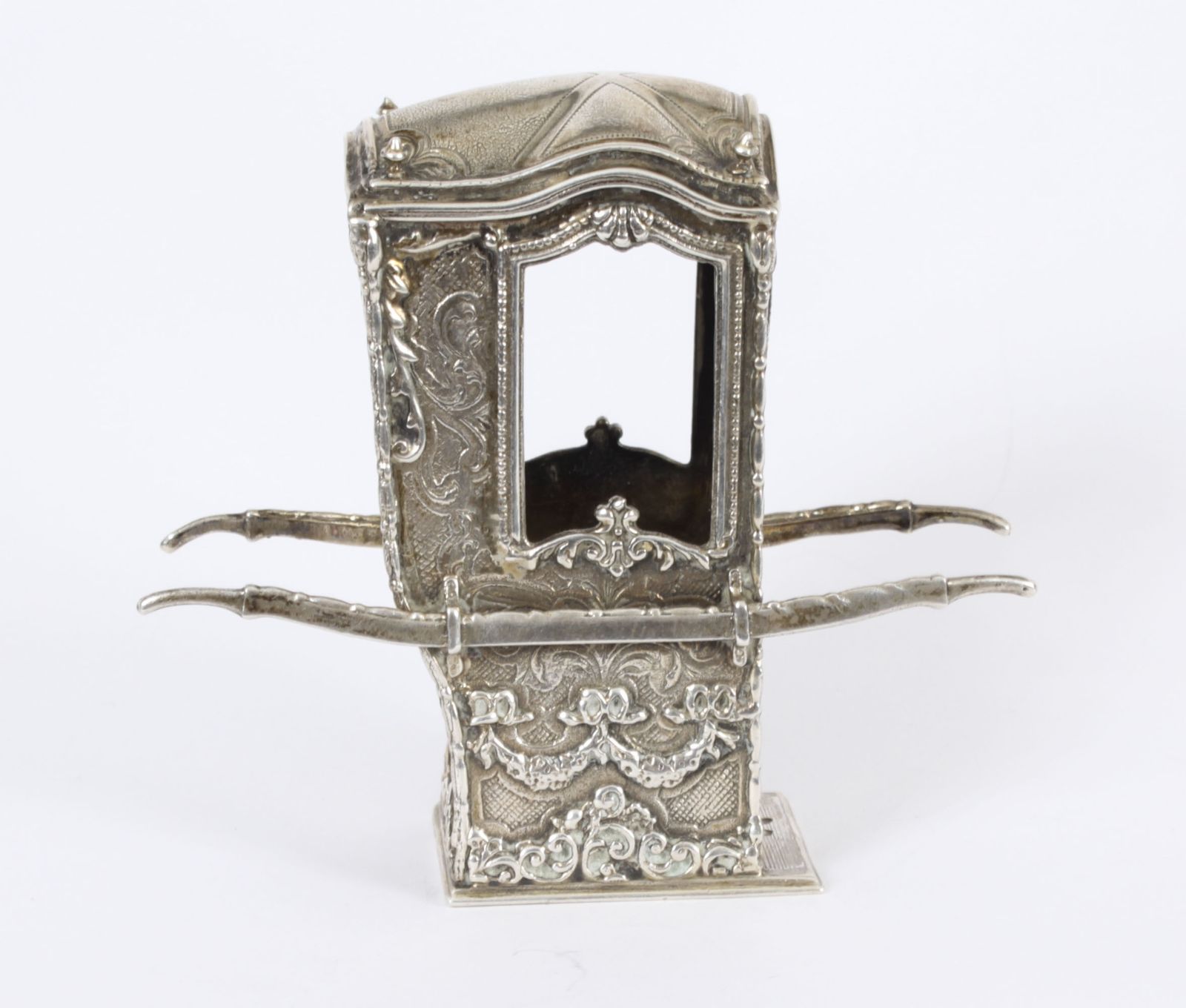 Antique French Silver Miniature Sedan Chair 19th C photo for sale