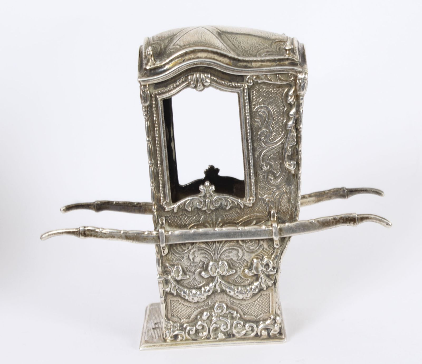 Home Decor Antique French Silver Miniature Sedan Chair 19th C photo