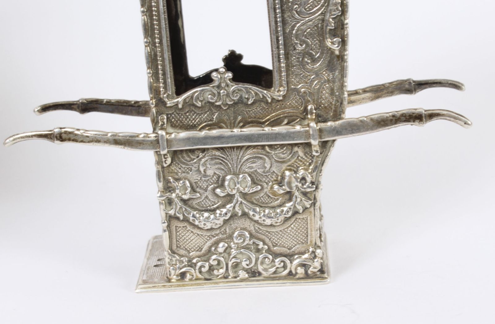 650.0 Antique French Silver Miniature Sedan Chair 19th C photo