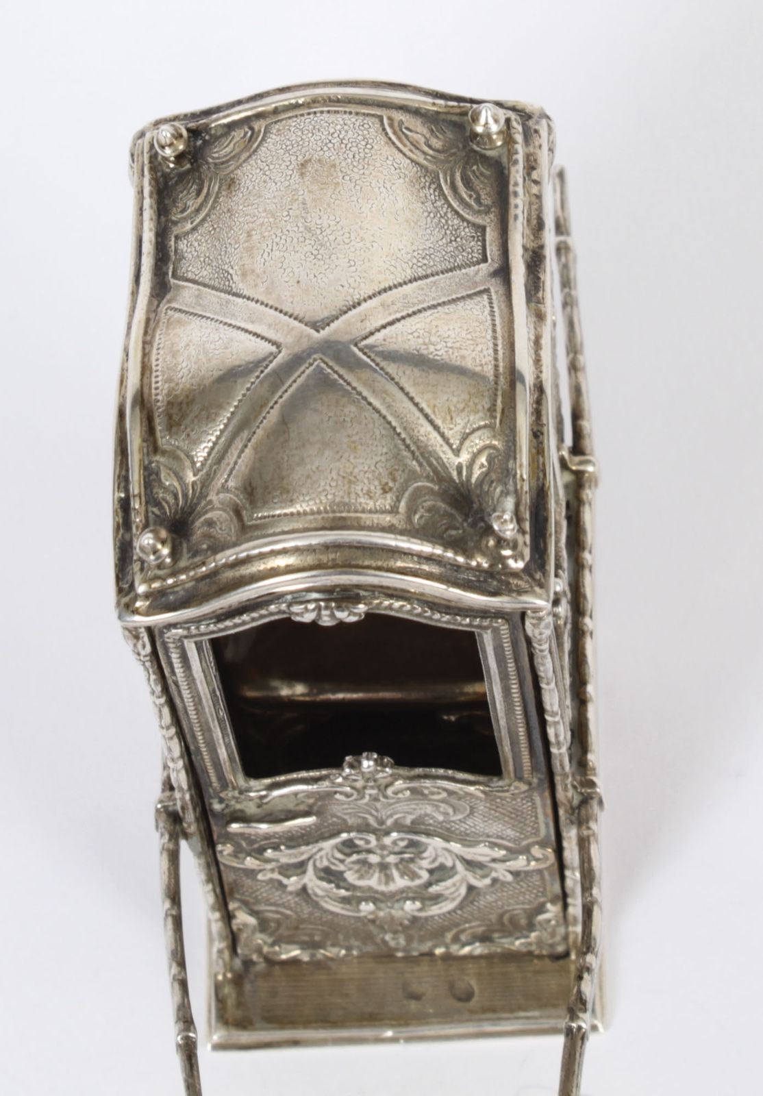 photo buy Antique French Silver Miniature Sedan Chair 19th C