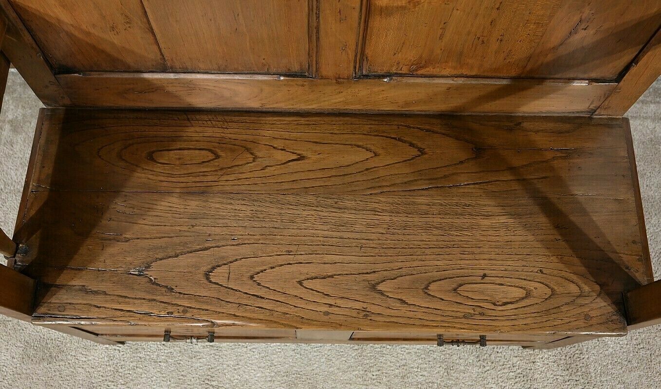 photo for sale Rare Cantou Fireplace Bench In Cherry And Chestnut – 2nd Half Of The 19th Century