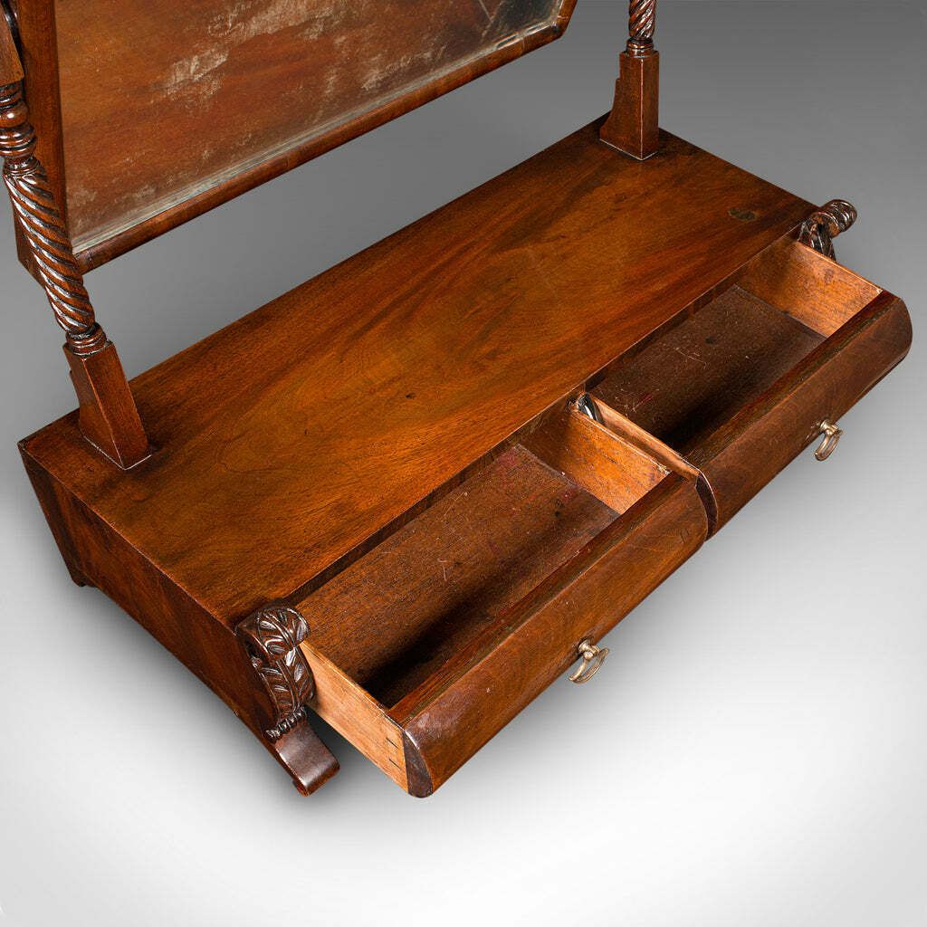 Antique Dressing Mirror, English, Tabletop, Bedroom, Early Victorian, Circa 1850 photo vintage