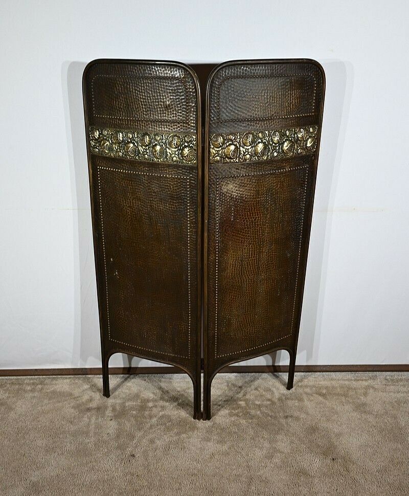 Screen In Aged Brass, Art Nouveau – 1900 photo Home Decor