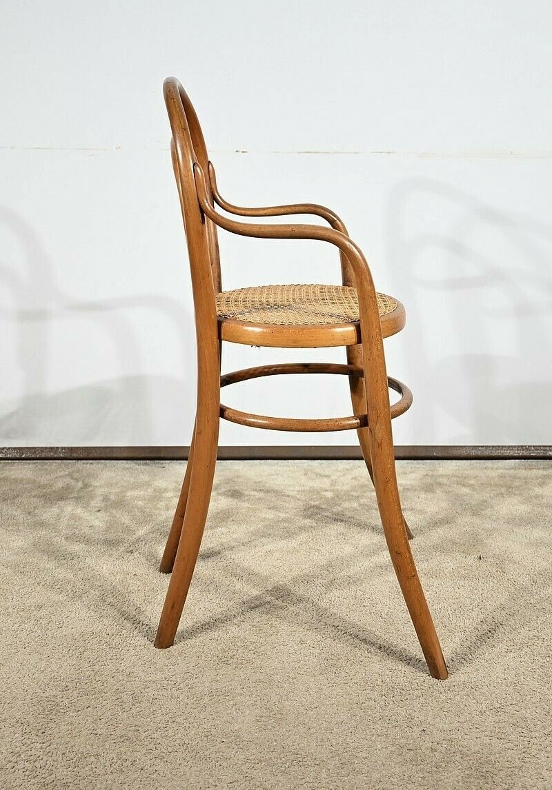 Children's High Chair In Curved Beech, Stamped Thonet   Early 20th Century photo for sale