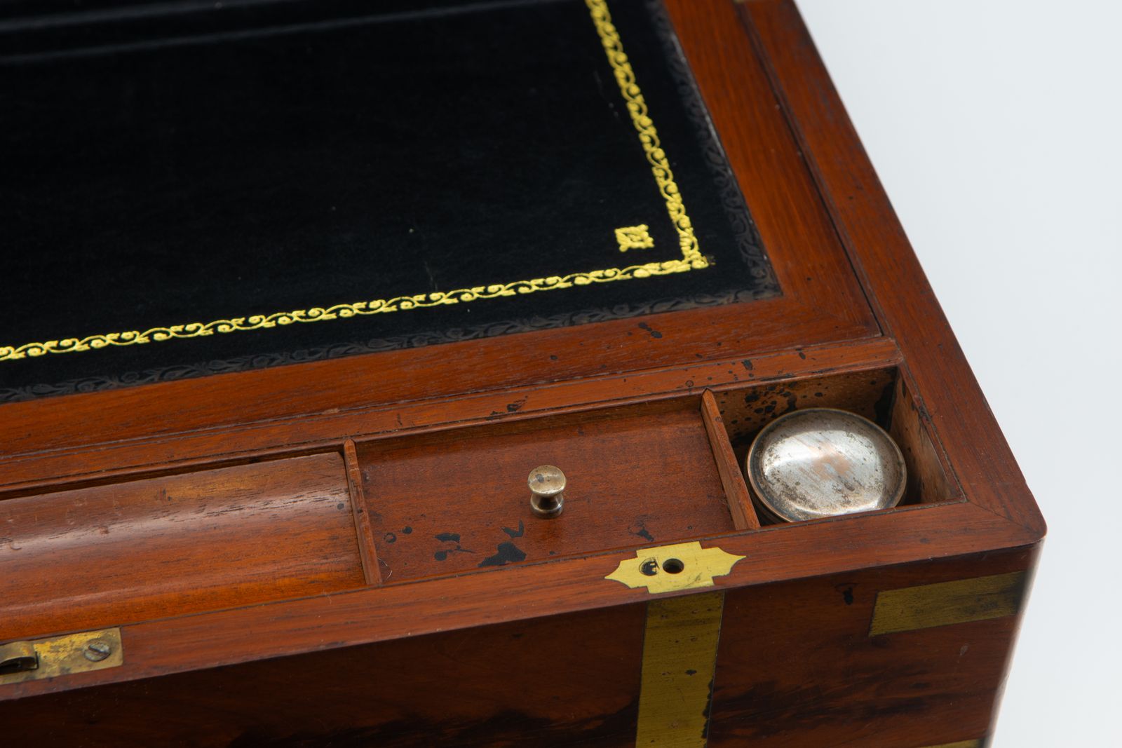 19th Century Large Flame Mahogany Brass Bound Writing Slope photo vinterior
