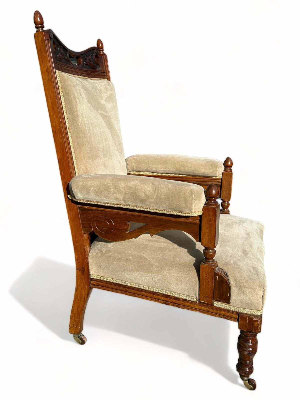 Rare Pair Of Antique Hand Carved Walnut “Jas Shoolbred” Armchairs As Featured In The 1881 Furniture Gazette & Featured At The Powerhouse photo 450.0