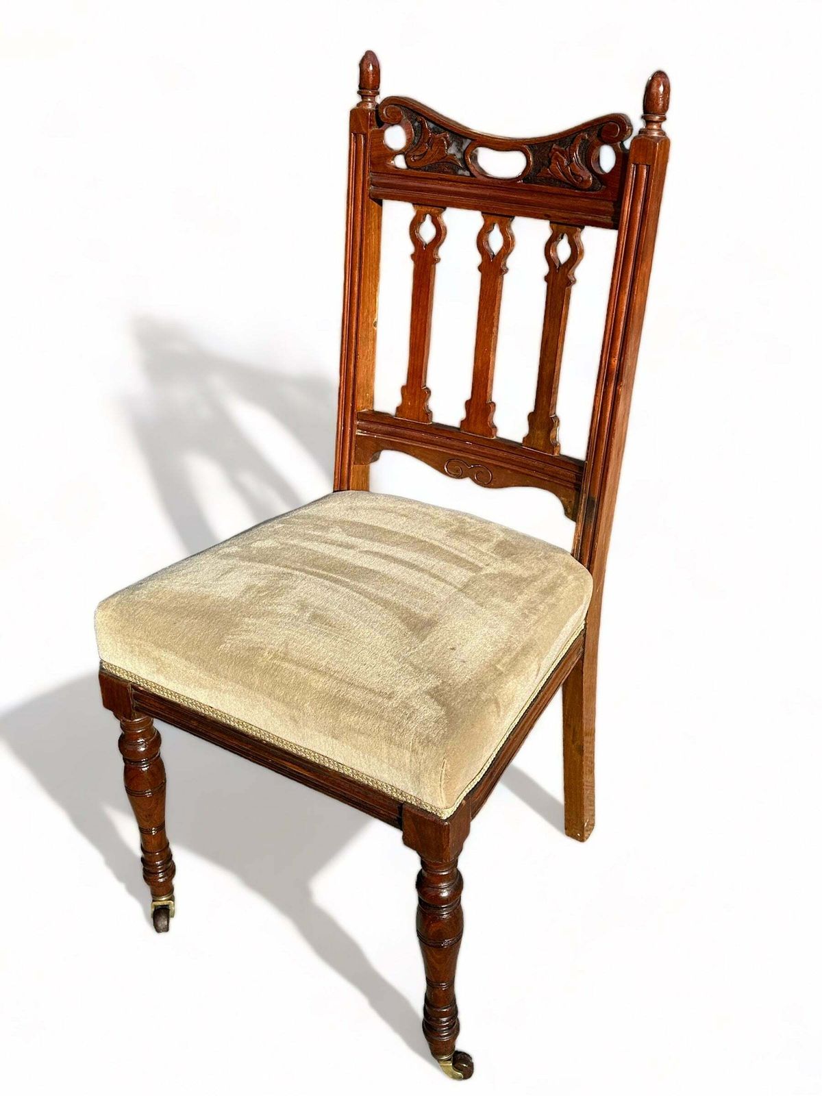 photo vinterior Rare Pair Of Antique Hand Carved Walnut “Jas Shoolbred” Armchairs As Featured In The 1881 Furniture Gazette & Featured At The Powerhouse