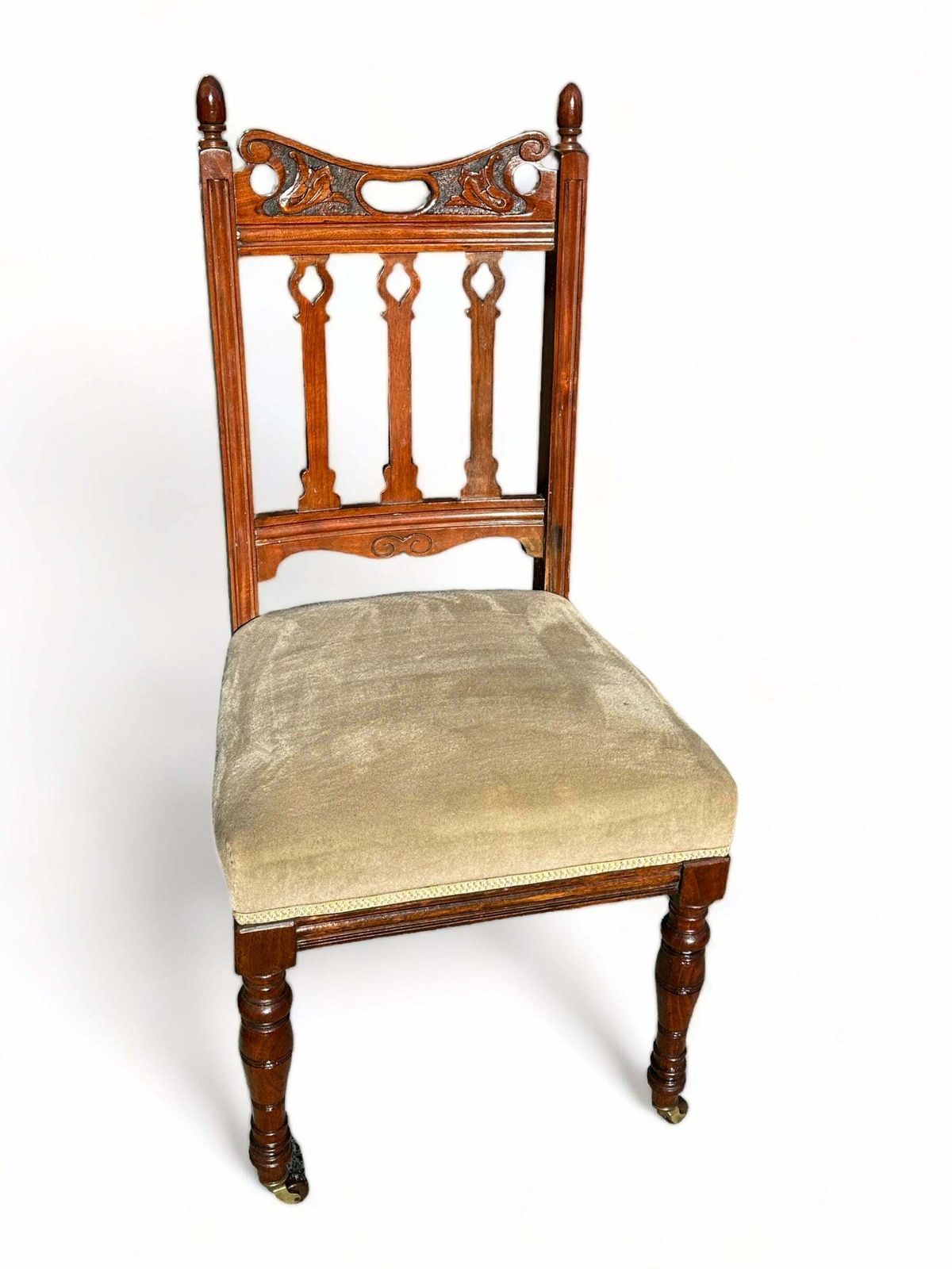 photo vintage Rare Pair Of Antique Hand Carved Walnut “Jas Shoolbred” Armchairs As Featured In The 1881 Furniture Gazette & Featured At The Powerhouse