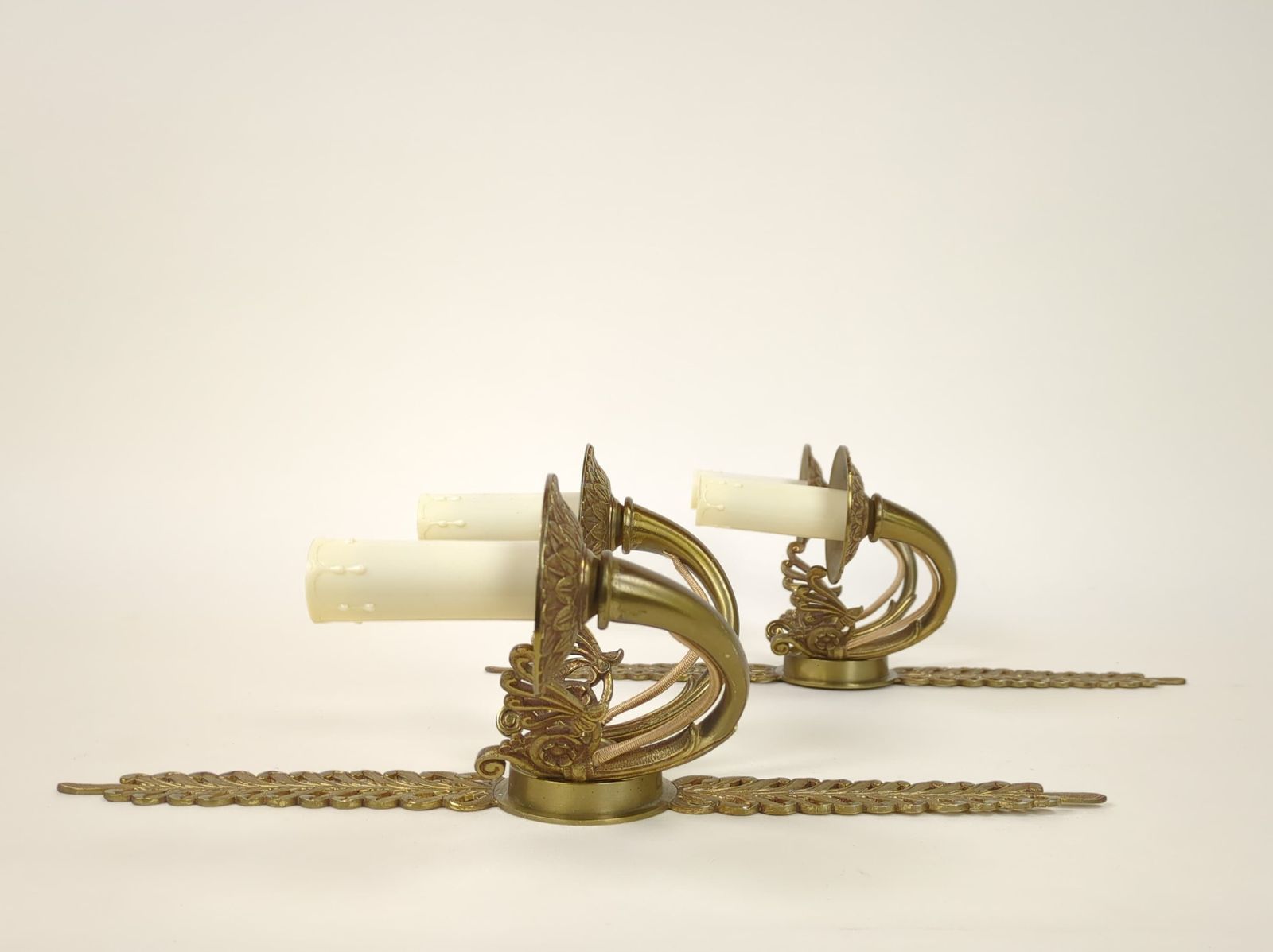 photo furniture Pair Of French Gilded Bronze Empire Two Arm Electric Wall Sconce Light Fixture, Original Lighting From France