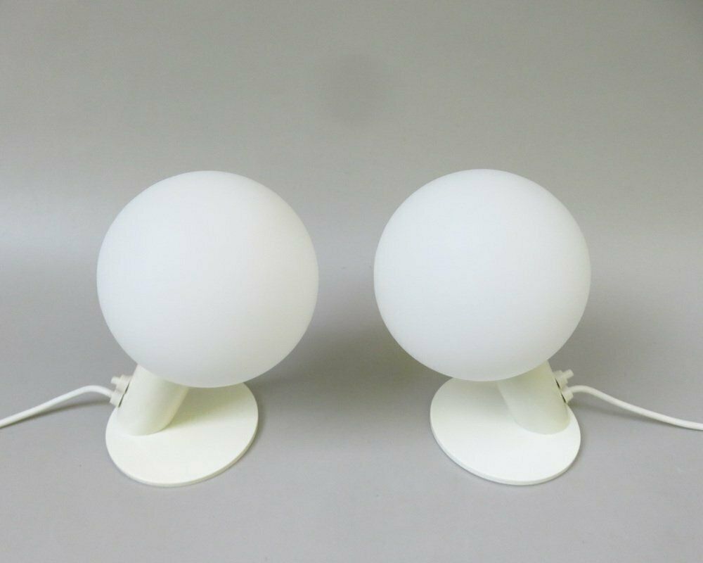 Small Space Age Table Lights In White, 1970s, Set Of 2 photo Lighting