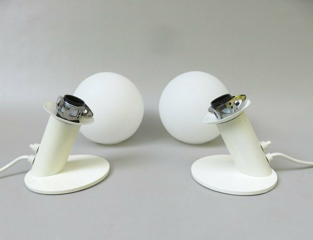 Small Space Age Table Lights In White, 1970s, Set Of 2 photo vintage